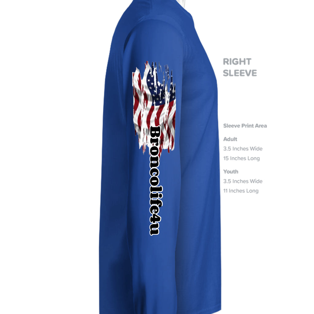 "Bronco Life" Built Wild Premium Pullover – 1966 Heritage Edition - - Hoodie - Roam_free_hoodie_True_Royal_right_sleeve