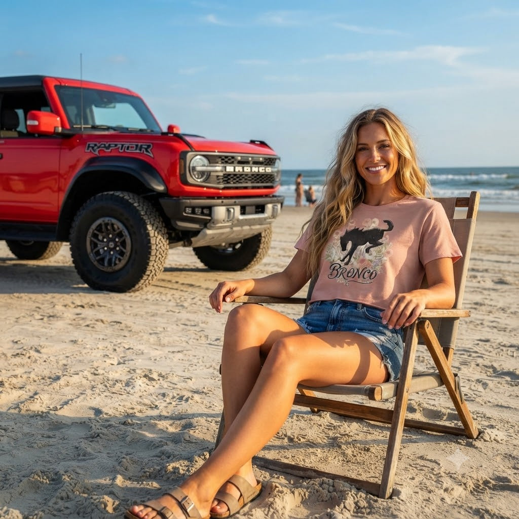Women’s Wildflower Bronco Crop Tee | Bucking Heritage Edition (Free Spirit Series)