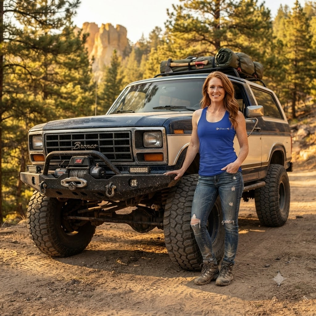 Women's Bronco Headlight Tank – 1966–2026 Heritage Edition - - T-Shirt - Woman_Bronco_Tank
