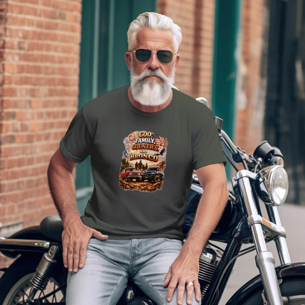 God, Family, Country & Ford Bronco Tee – Bronco Heritage & Adventure Lifestyle Shirt T-Shirt