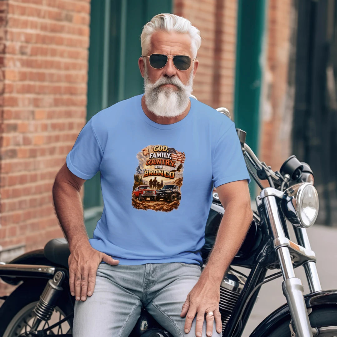God, Family, Country & Ford Bronco Tee – Bronco Heritage & Adventure Lifestyle Shirt T-Shirt