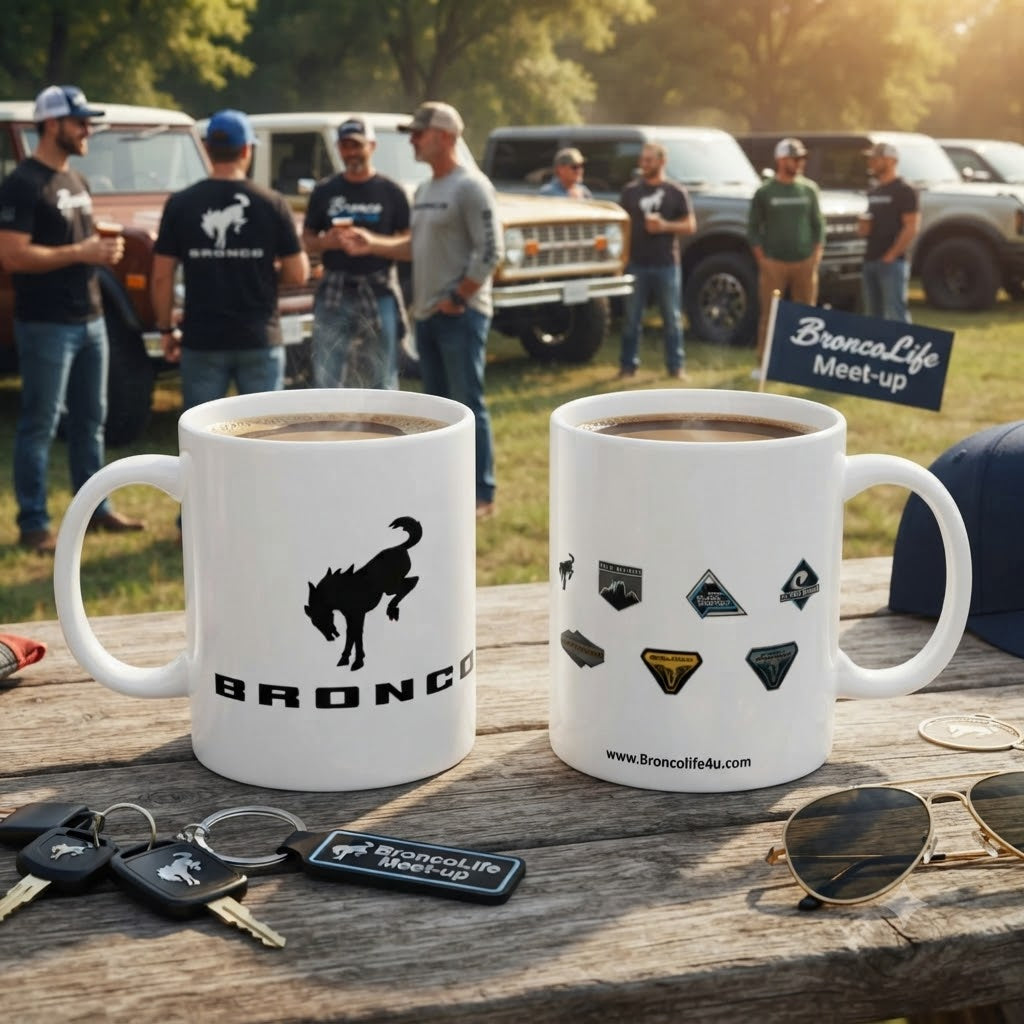 Bronco Logo Ceramic Mug – Bucking Bronco & All Trim Logos Coffee Cup (11oz / 15oz)