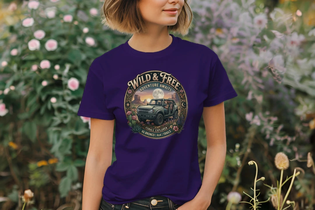Wild & Free Bronco Tee – Female Explorer 6G Off-Road Adventure Shirt T-Shirt