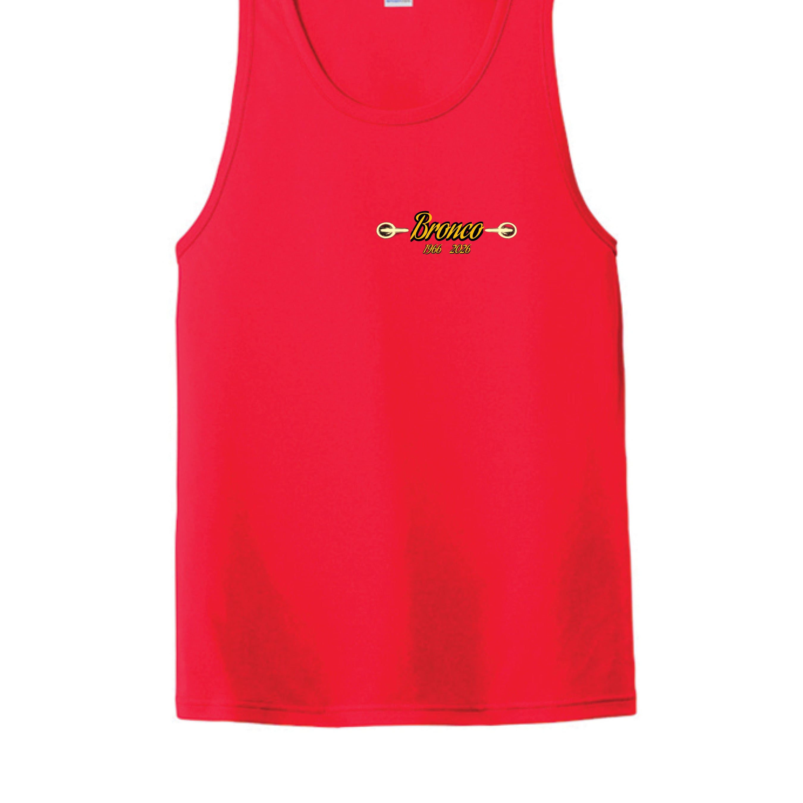 Bronco “1966–2026” Sleeveless Tank | Headlight Heritage Edition (Built for the Wild) True Red T-Shirt