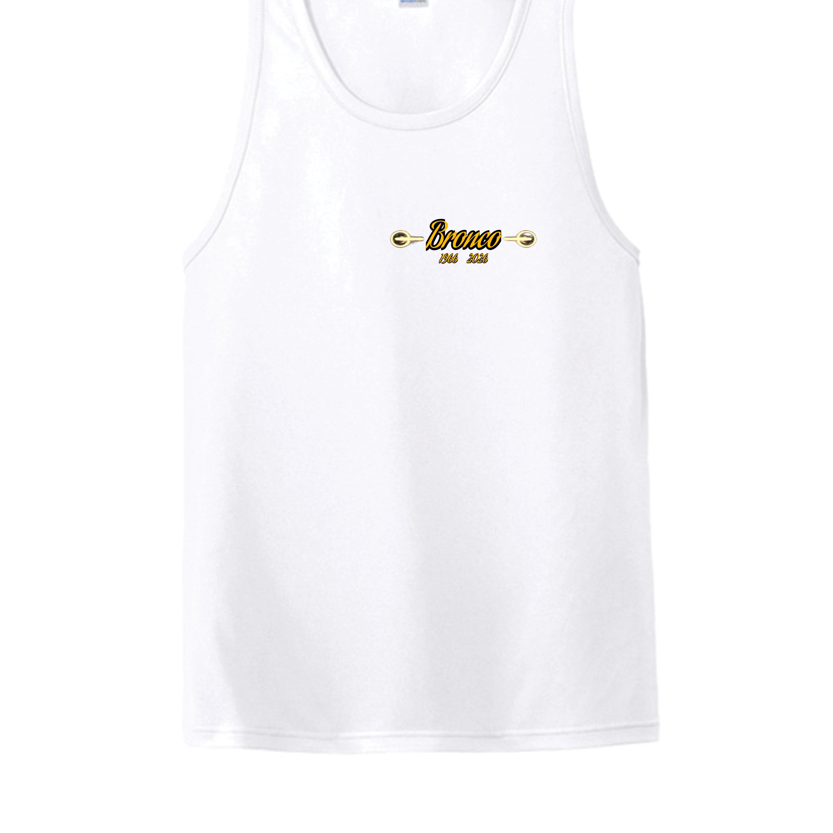 Bronco “1966–2026” Sleeveless Tank | Headlight Heritage Edition (Built for the Wild) White T-Shirt