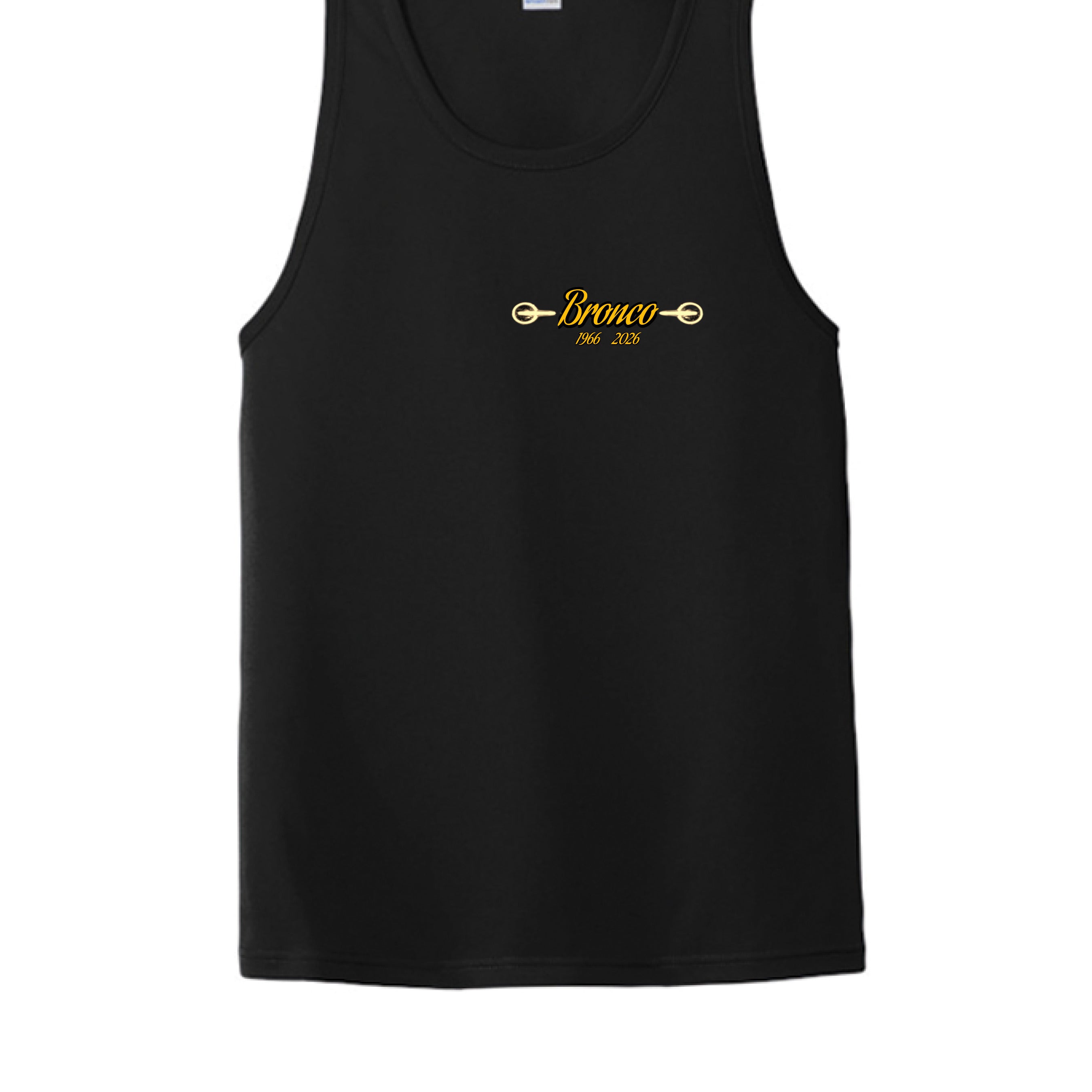 Bronco “1966–2026” Sleeveless Tank | Headlight Heritage Edition (Built for the Wild) Black T-Shirt