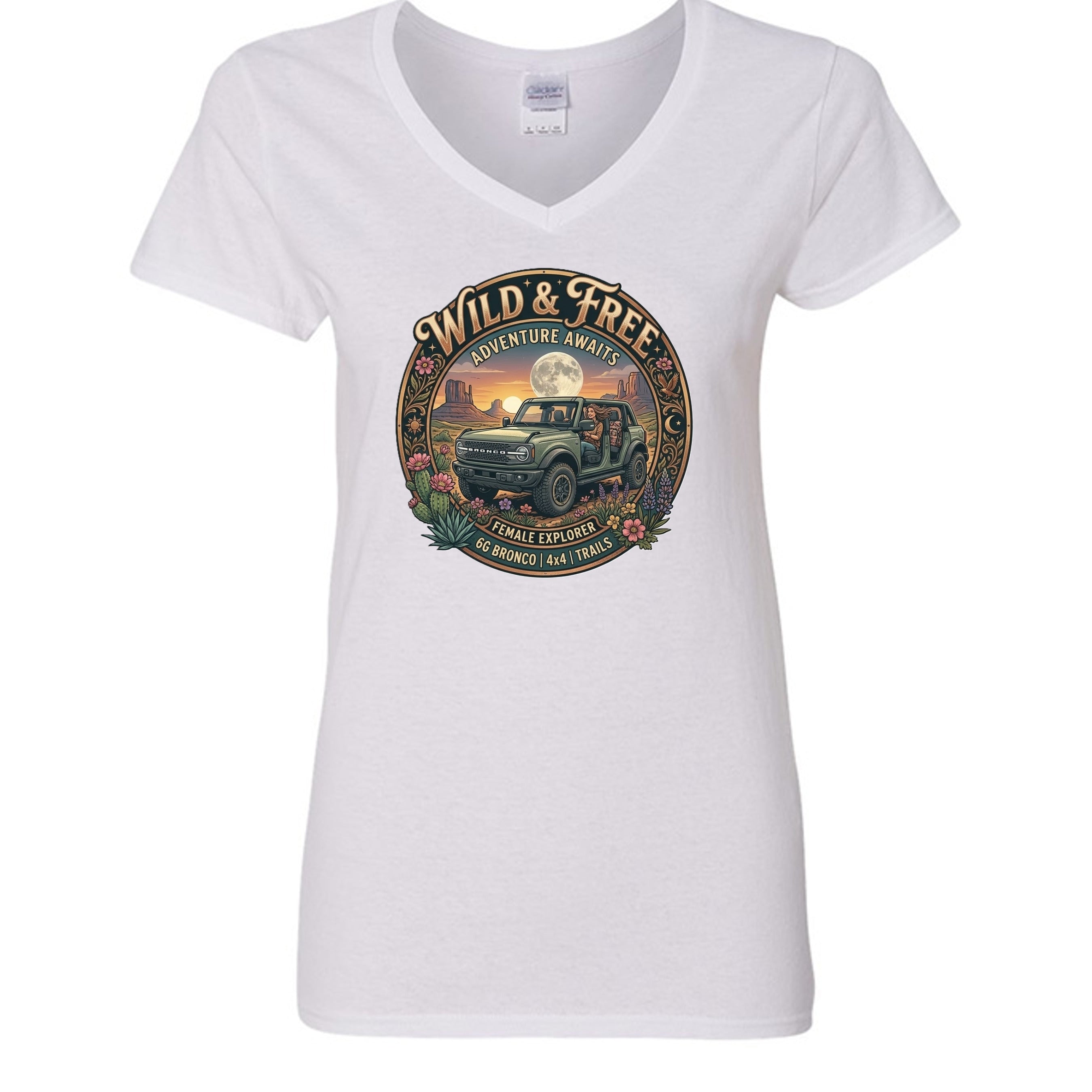 Wild & Free Bronco Tee – Female Explorer 6G Off-Road Adventure Shirt T-Shirt