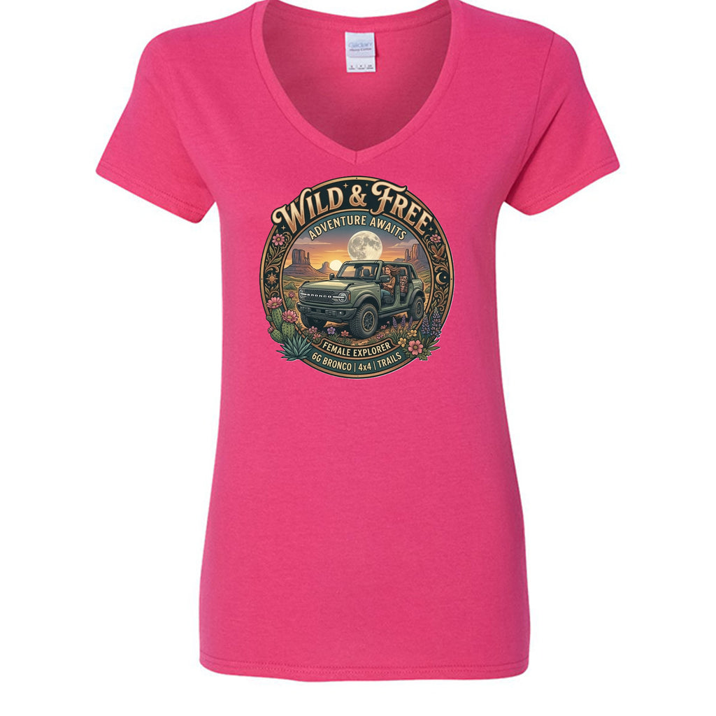 Wild & Free Bronco Tee – Female Explorer 6G Off-Road Adventure Shirt T-Shirt