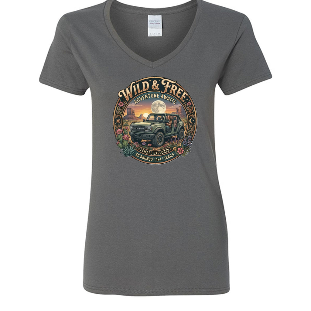 Wild & Free Bronco Tee – Female Explorer 6G Off-Road Adventure Shirt T-Shirt