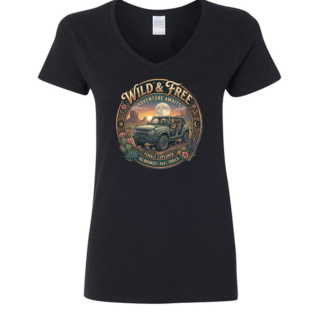 Wild & Free Bronco Tee – Female Explorer 6G Off-Road Adventure Shirt T-Shirt