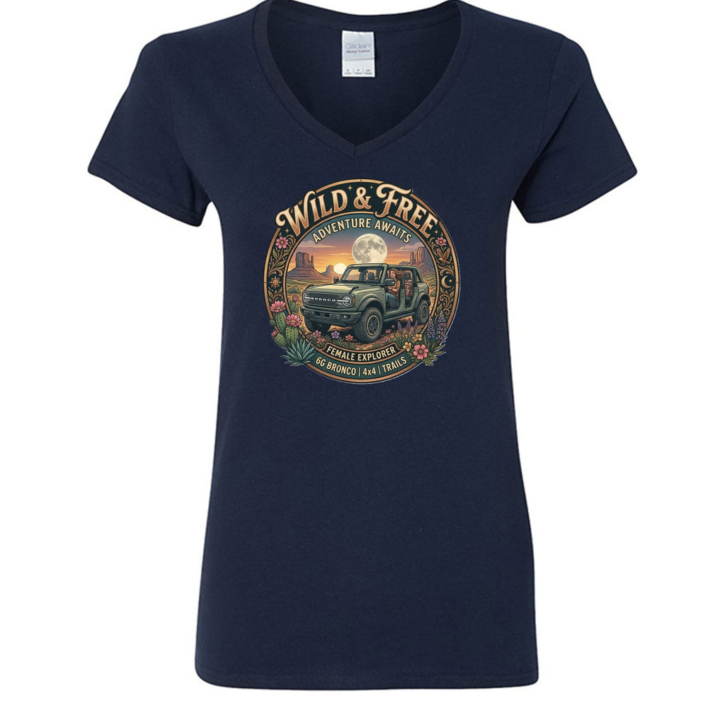 Wild & Free Bronco Tee – Female Explorer 6G Off-Road Adventure Shirt T-Shirt