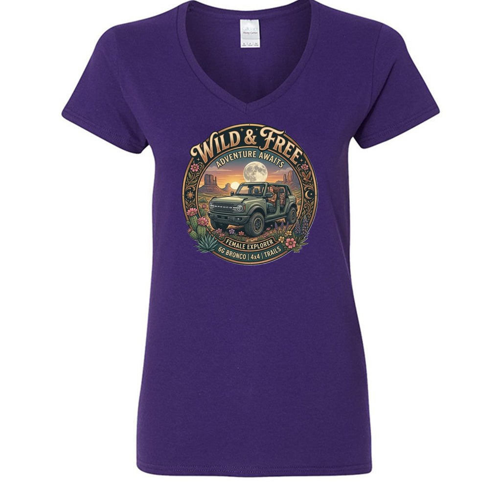 Wild & Free Bronco Tee – Female Explorer 6G Off-Road Adventure Shirt T-Shirt