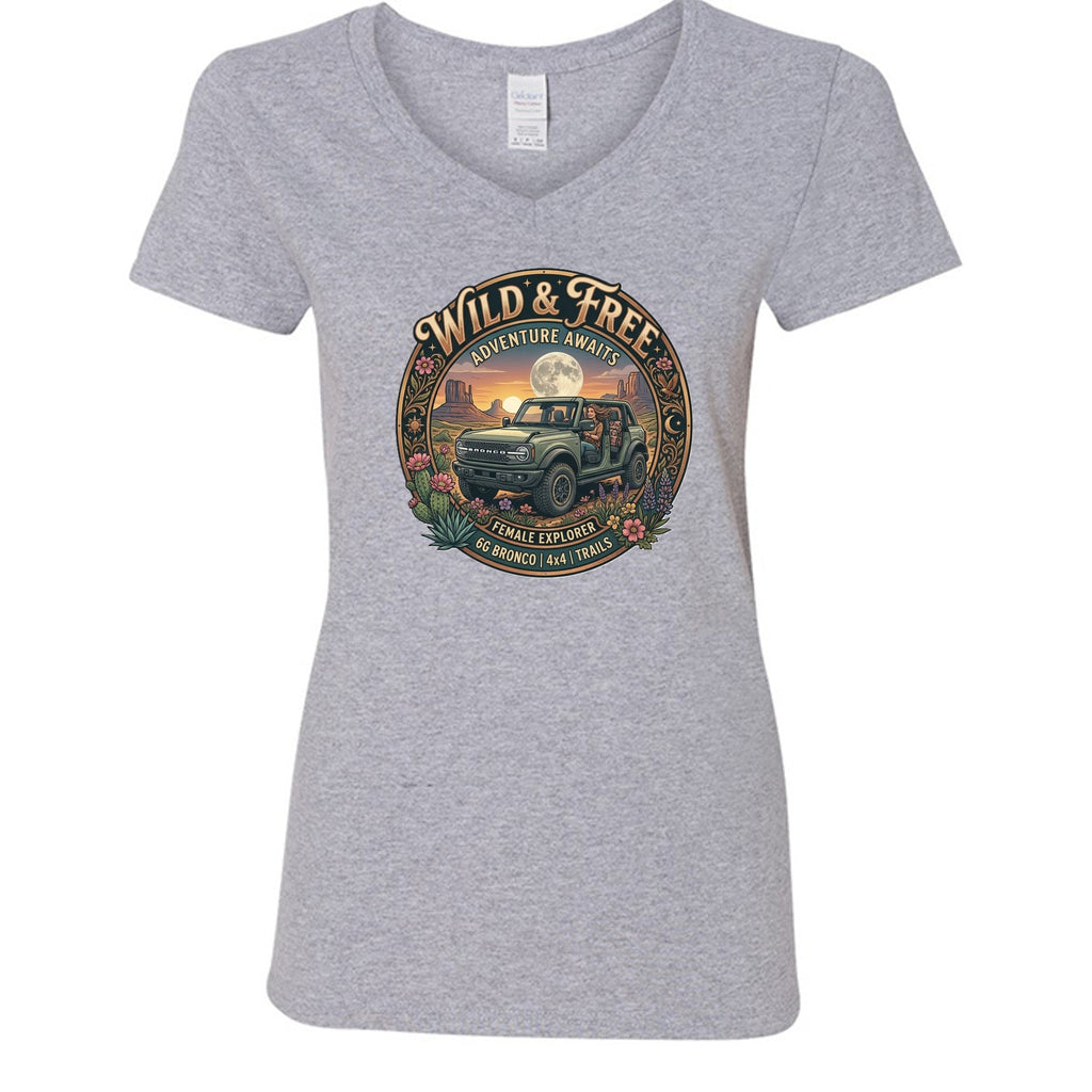 Wild & Free Bronco Tee – Female Explorer 6G Off-Road Adventure Shirt T-Shirt