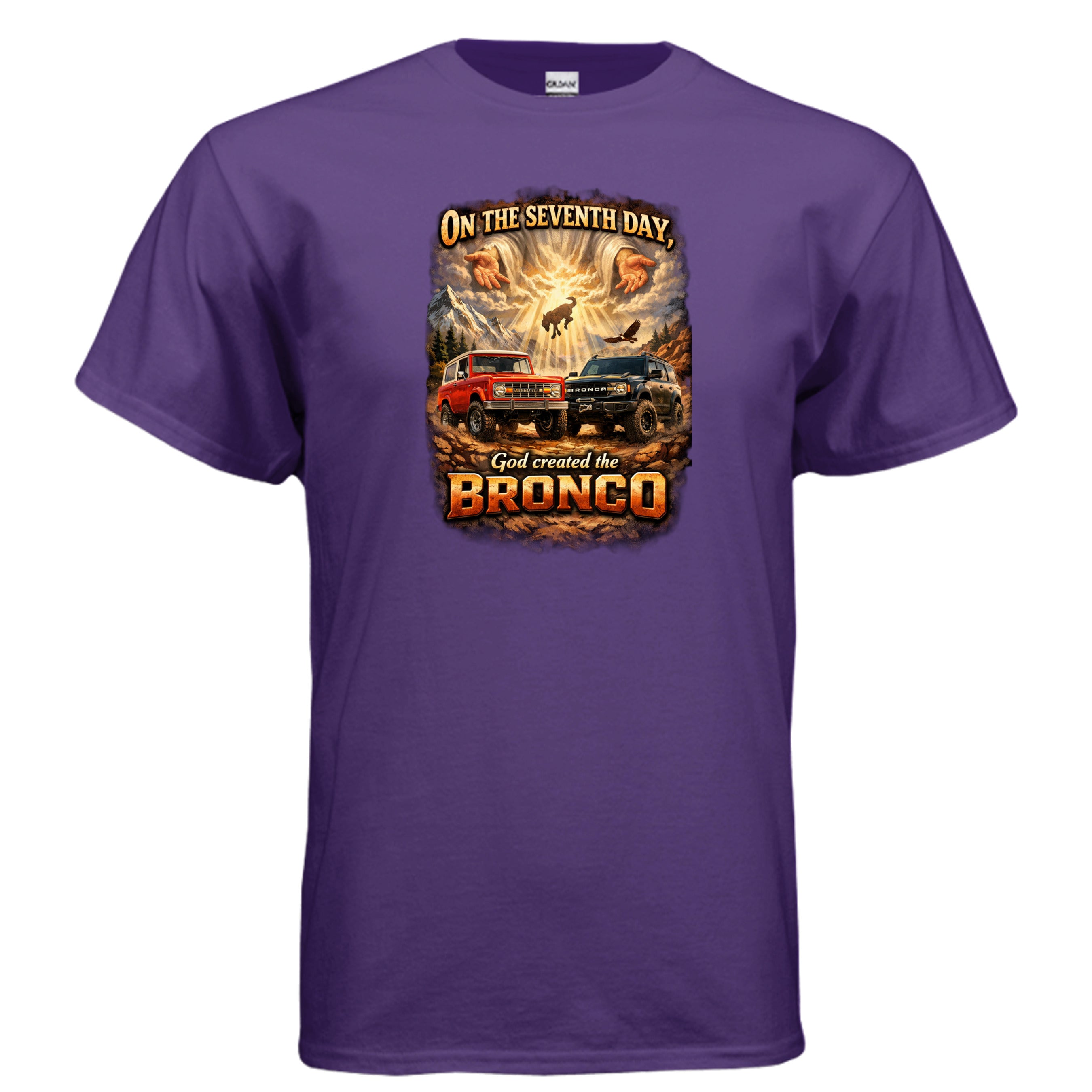 On the Seventh Day God Created the Bronco Tee – Vintage Ford Bronco Graphic Shirt T-Shirt