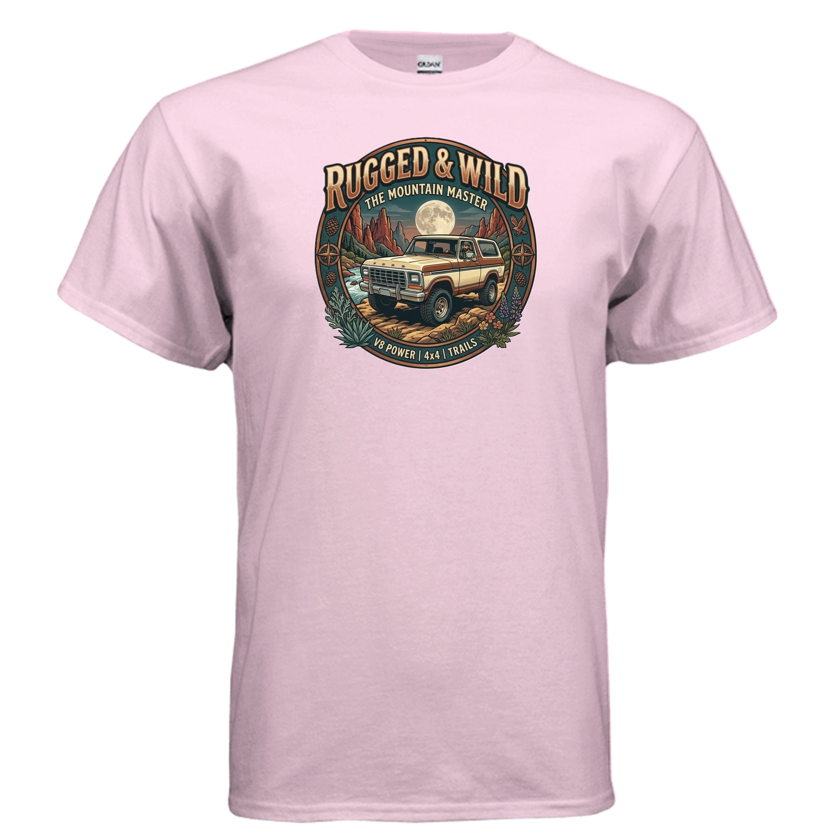 Rugged & Wild Bronco Tee – 2nd Gen Off-Road 4x4 Adventure Shirt LIGHT PINK T-Shirt