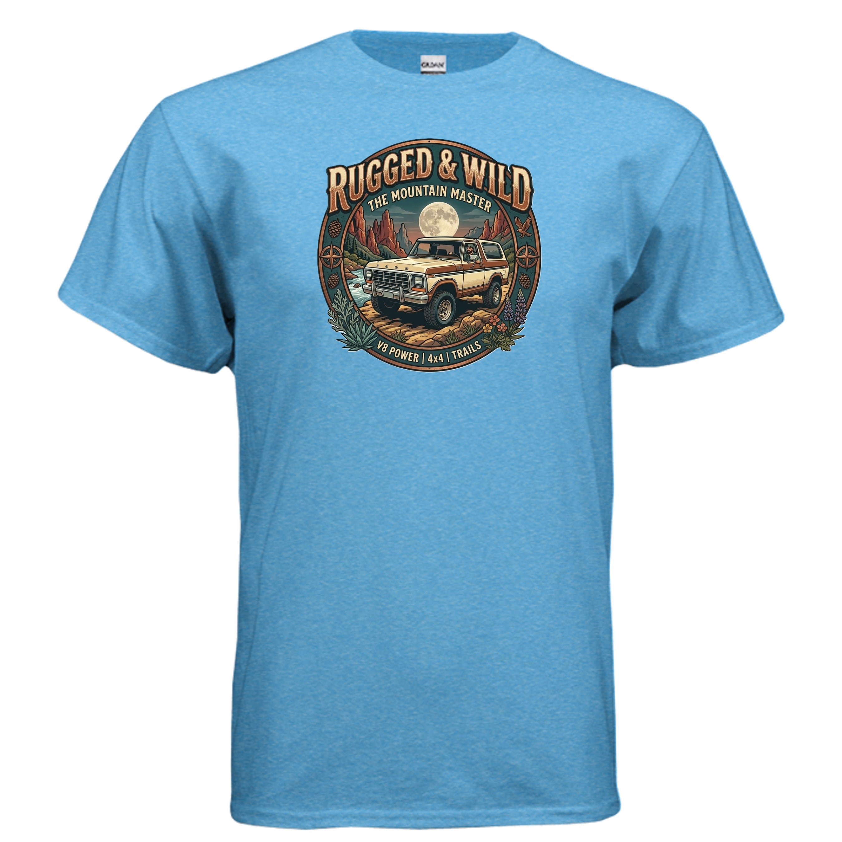 Rugged & Wild Bronco Tee – 2nd Gen Off-Road 4x4 Adventure Shirt HEATHER SAPPHIRE T-Shirt