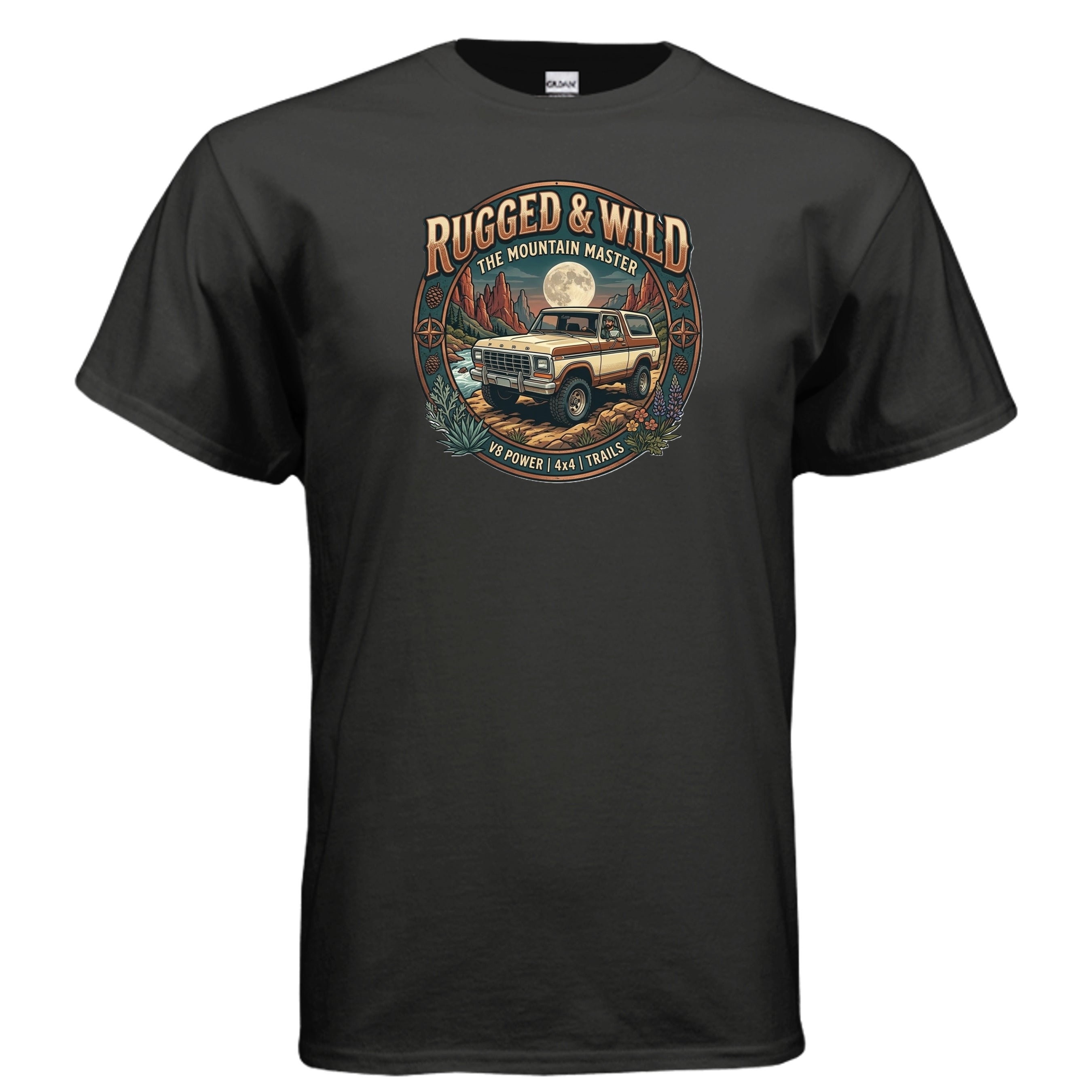 Rugged & Wild Bronco Tee – 2nd Gen Off-Road 4x4 Adventure Shirt BLACK T-Shirt