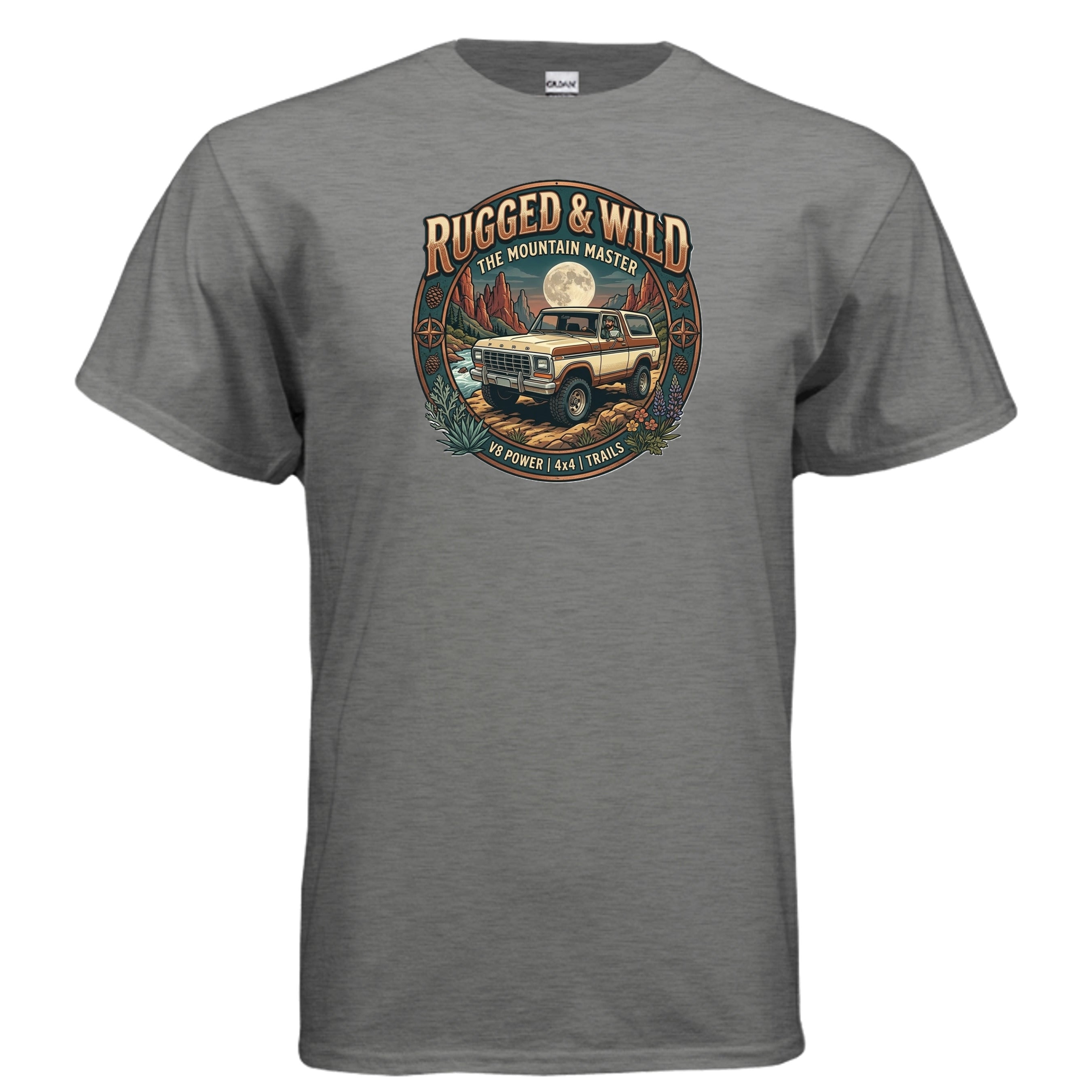 Rugged & Wild Bronco Tee – 2nd Gen Off-Road 4x4 Adventure Shirt GRAPHITE HEATHER T-Shirt