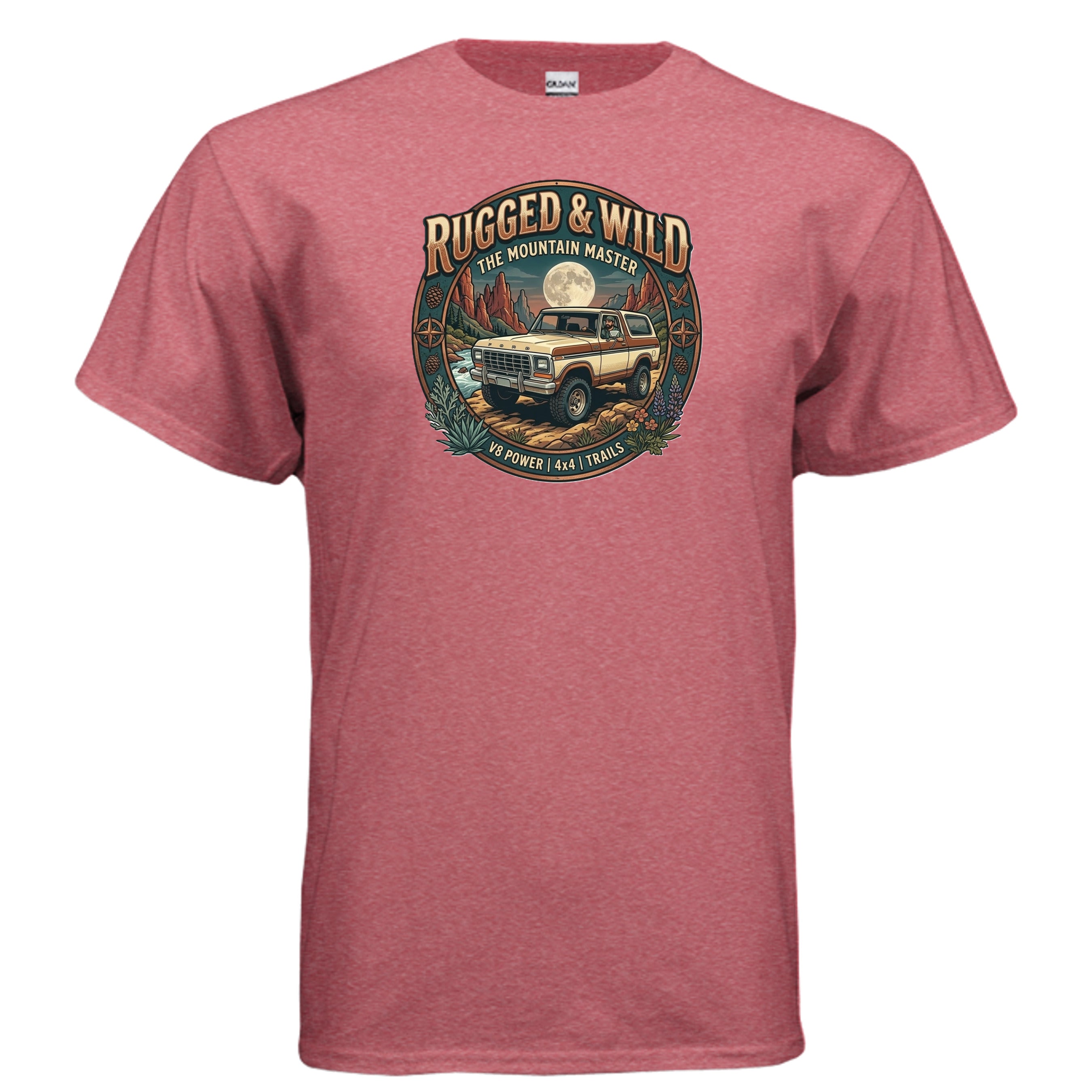 Rugged & Wild Bronco Tee – 2nd Gen Off-Road 4x4 Adventure Shirt HEATHER RED T-Shirt