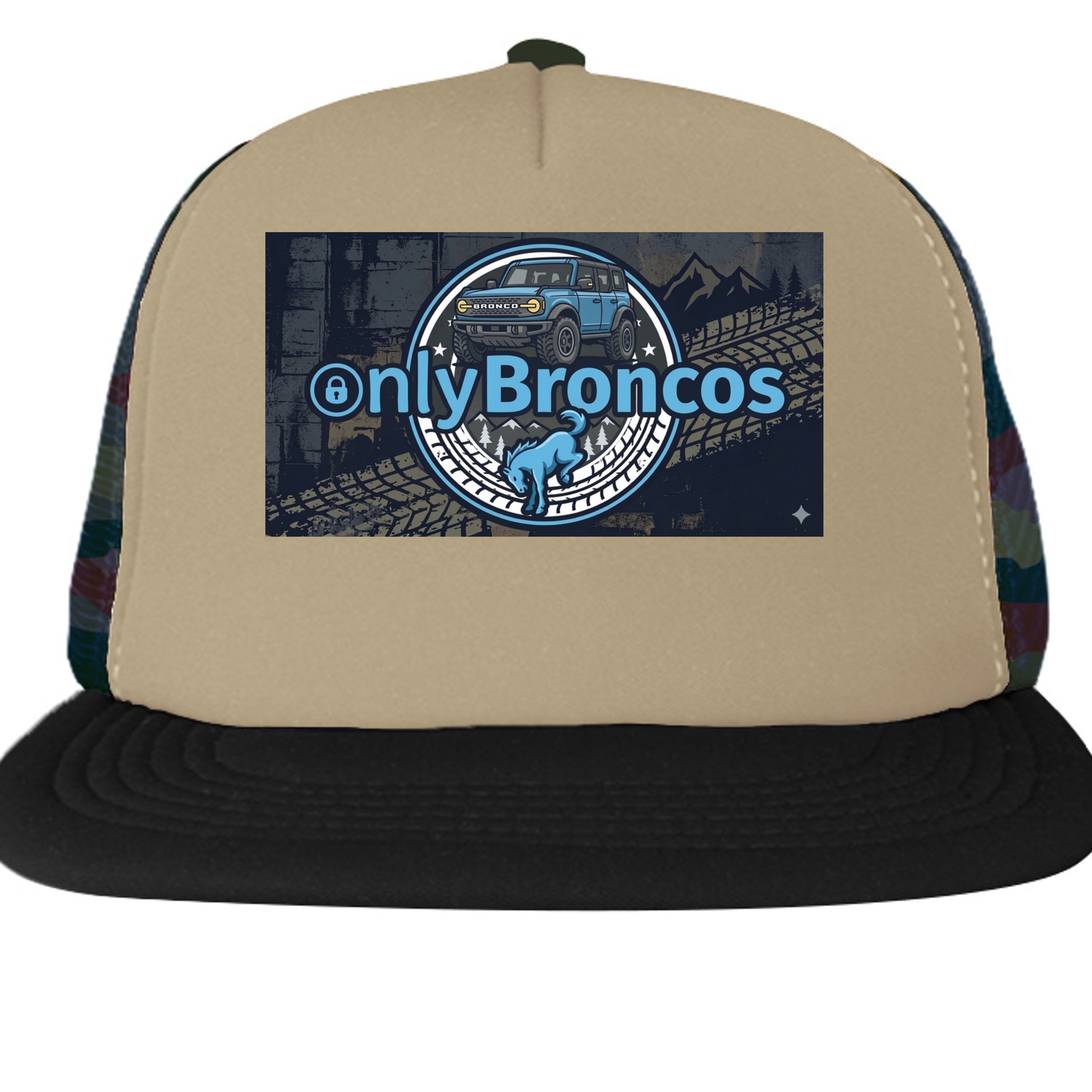 Only Broncos Foam Trucker Hat – 6G Bronco & Bucking Bronco Logo Retro Off-Road Cap Military Camo ONE SIZE Hats