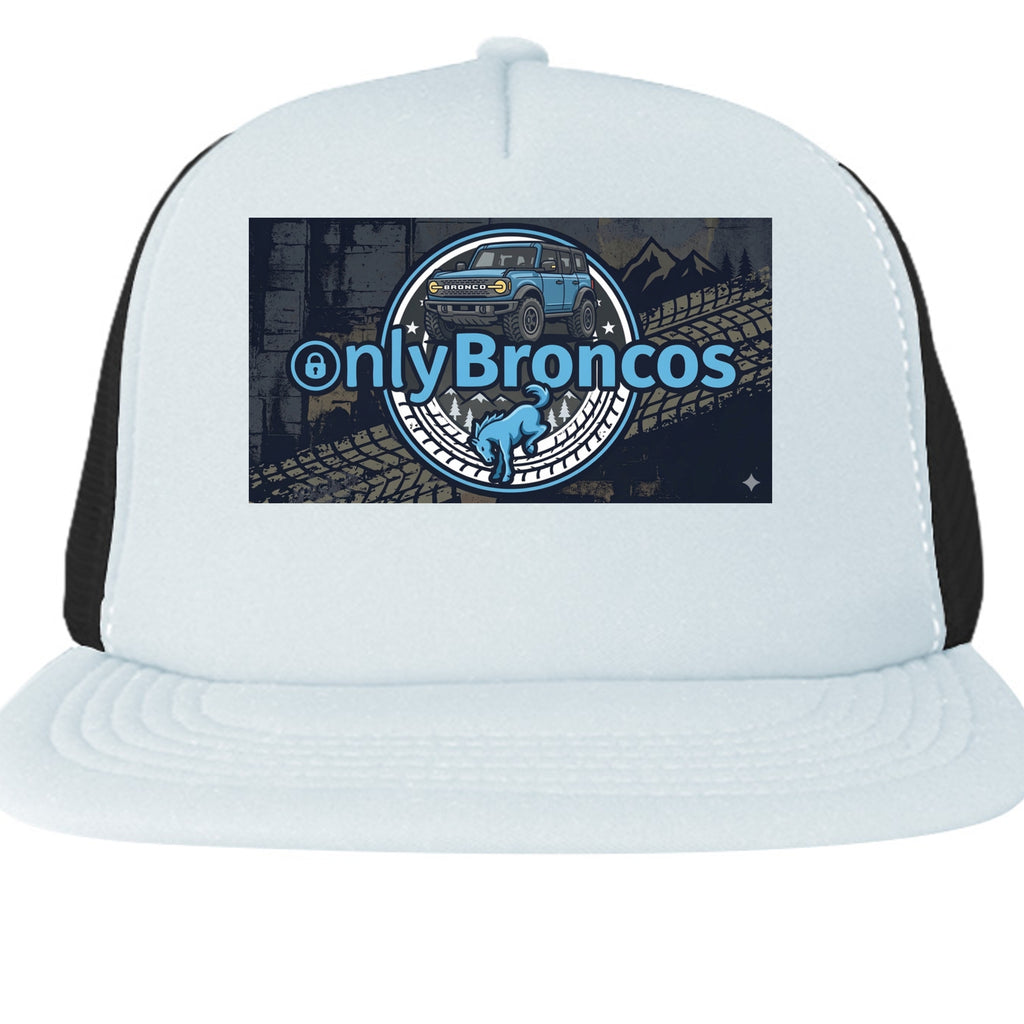 Only Broncos Foam Trucker Hat – 6G Bronco & Bucking Bronco Logo Retro Off-Road Cap White ONE SIZE Hats