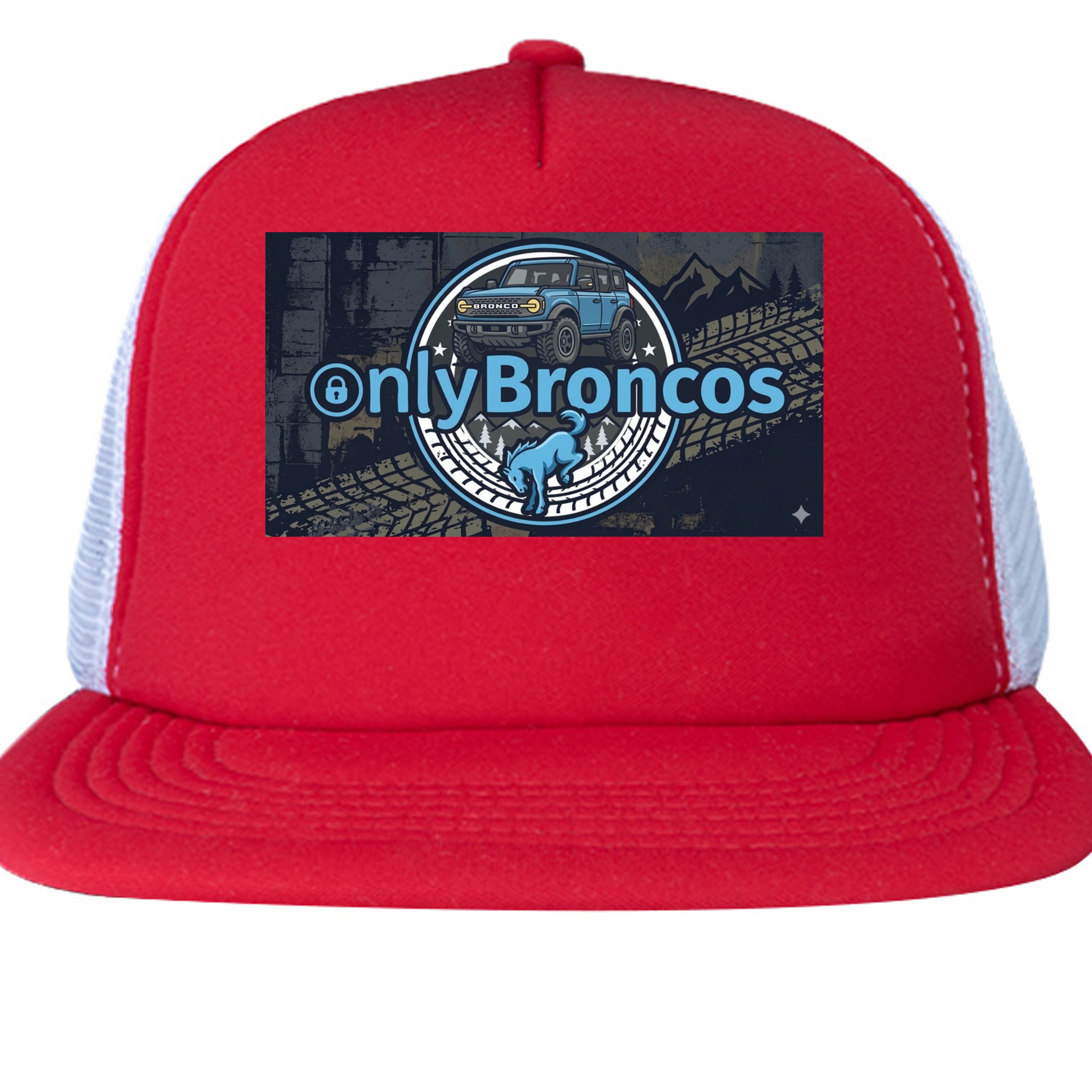 Only Broncos Foam Trucker Hat – 6G Bronco & Bucking Bronco Logo Retro Off-Road Cap New Red ONE SIZE Hats
