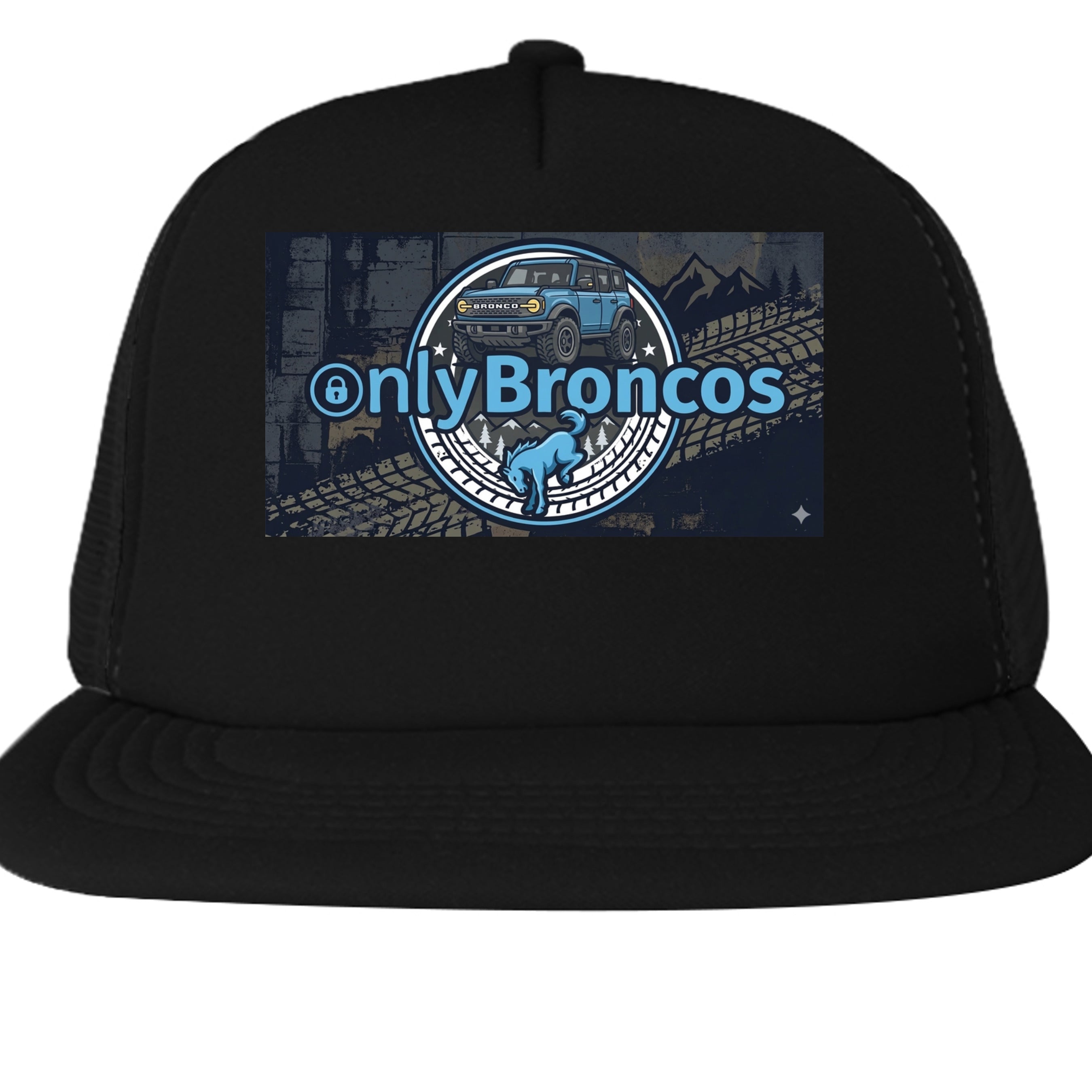 Only Broncos Foam Trucker Hat – 6G Bronco & Bucking Bronco Logo Retro Off-Road Cap Black ONE SIZE Hats