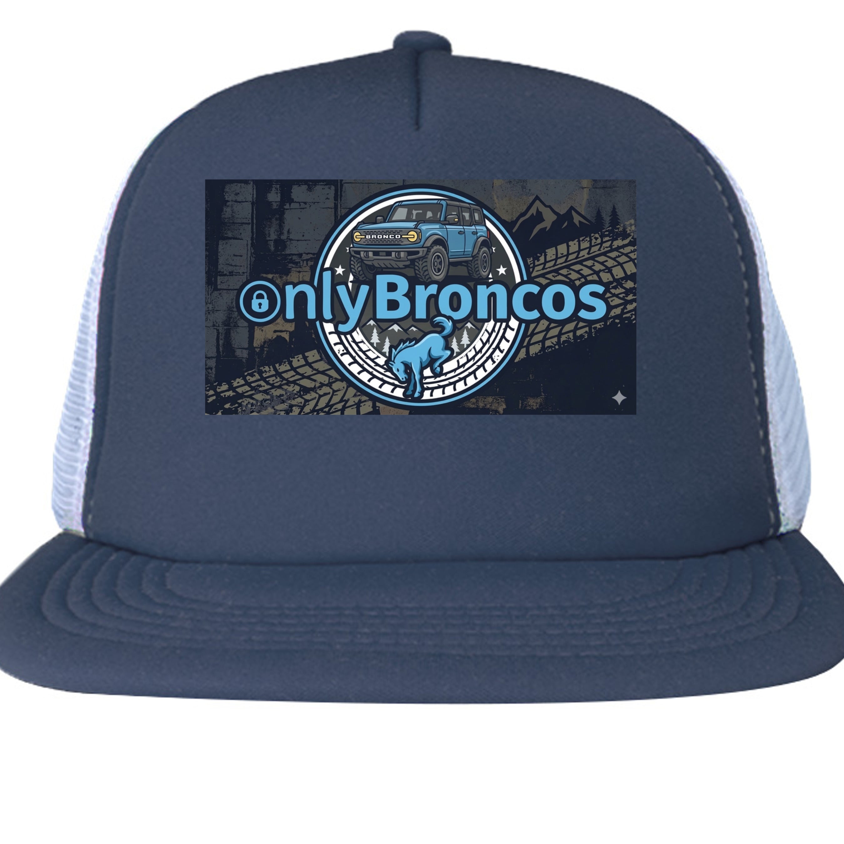 Only Broncos Foam Trucker Hat – 6G Bronco & Bucking Bronco Logo Retro Off-Road Cap New Navy ONE SIZE Hats