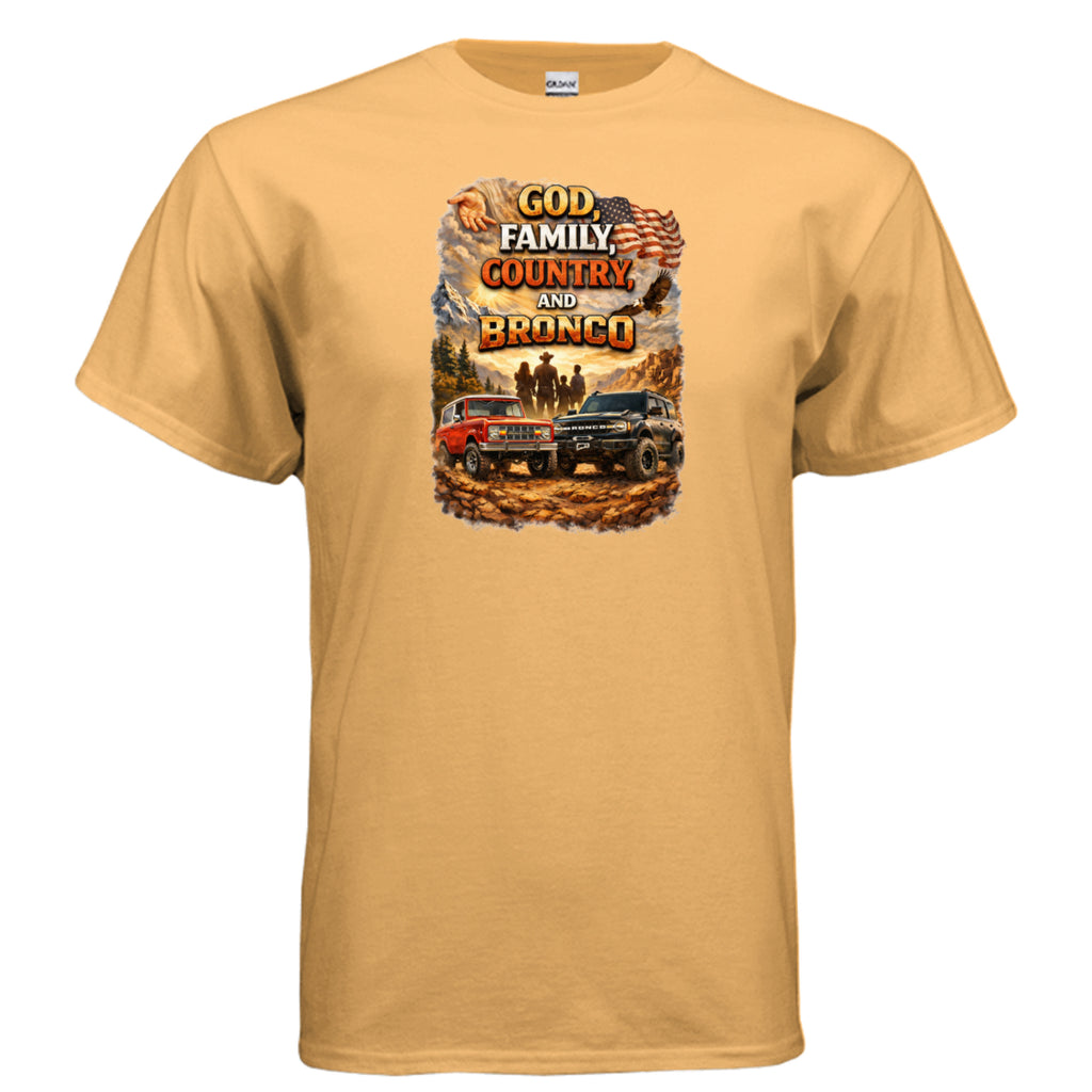 God, Family, Country & Ford Bronco Tee – Bronco Heritage & Adventure Lifestyle Shirt T-Shirt