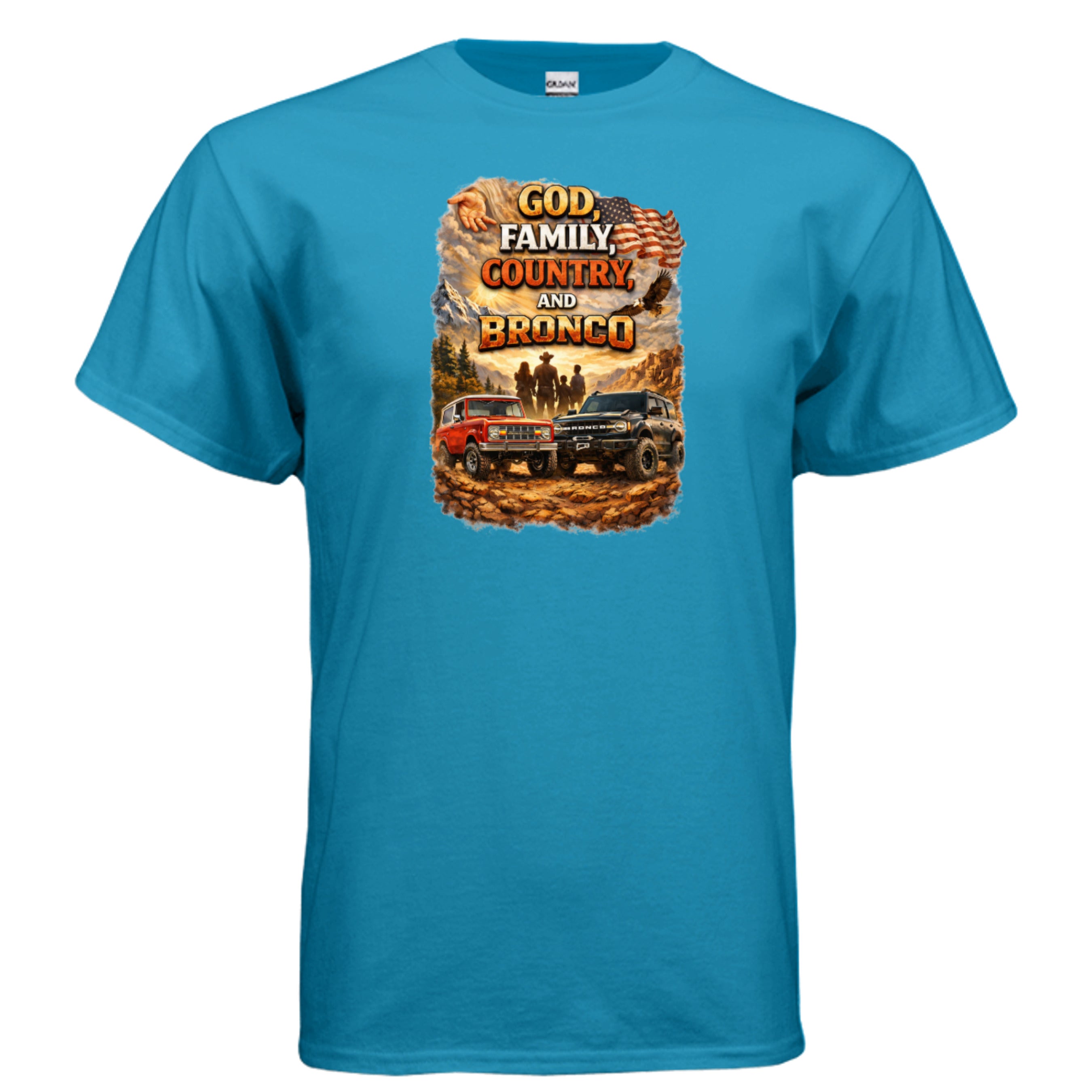 God, Family, Country & Ford Bronco Tee – Bronco Heritage & Adventure Lifestyle Shirt T-Shirt