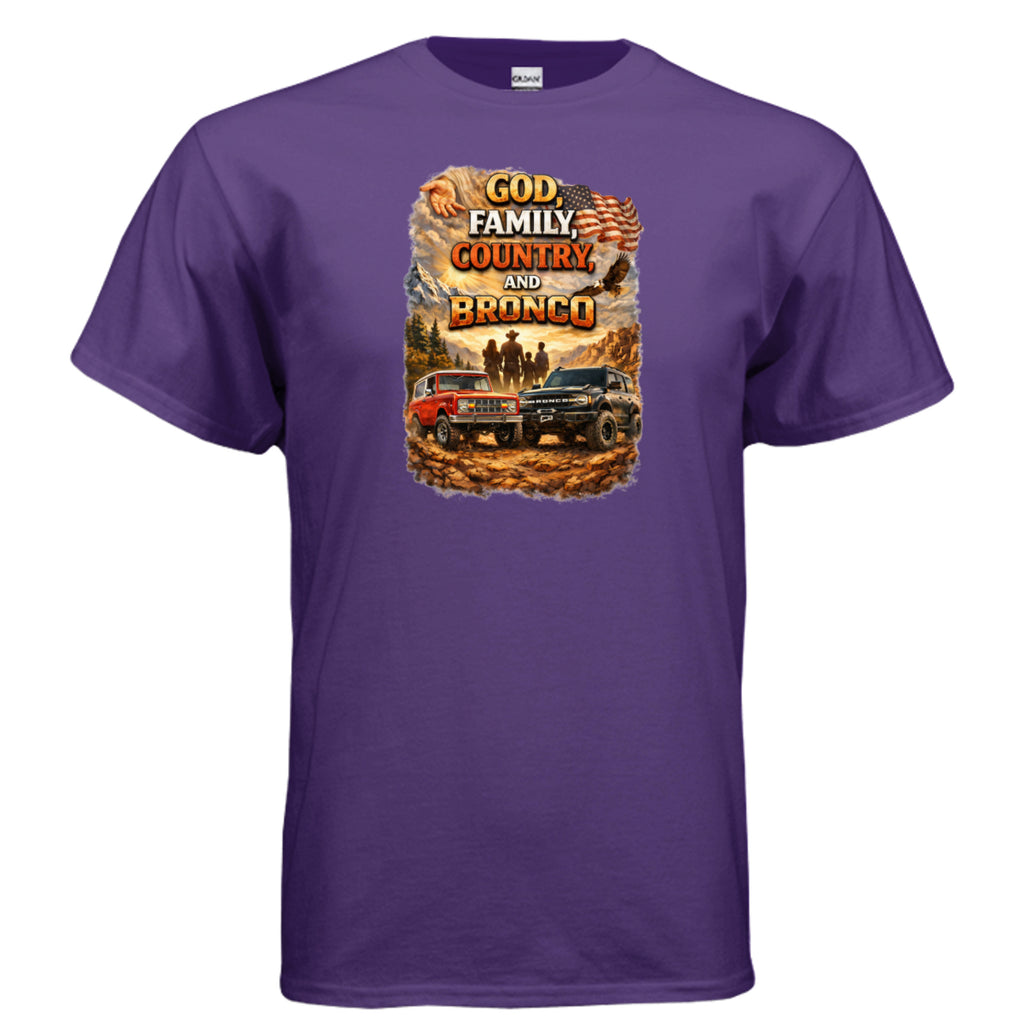 God, Family, Country & Ford Bronco Tee – Bronco Heritage & Adventure Lifestyle Shirt T-Shirt