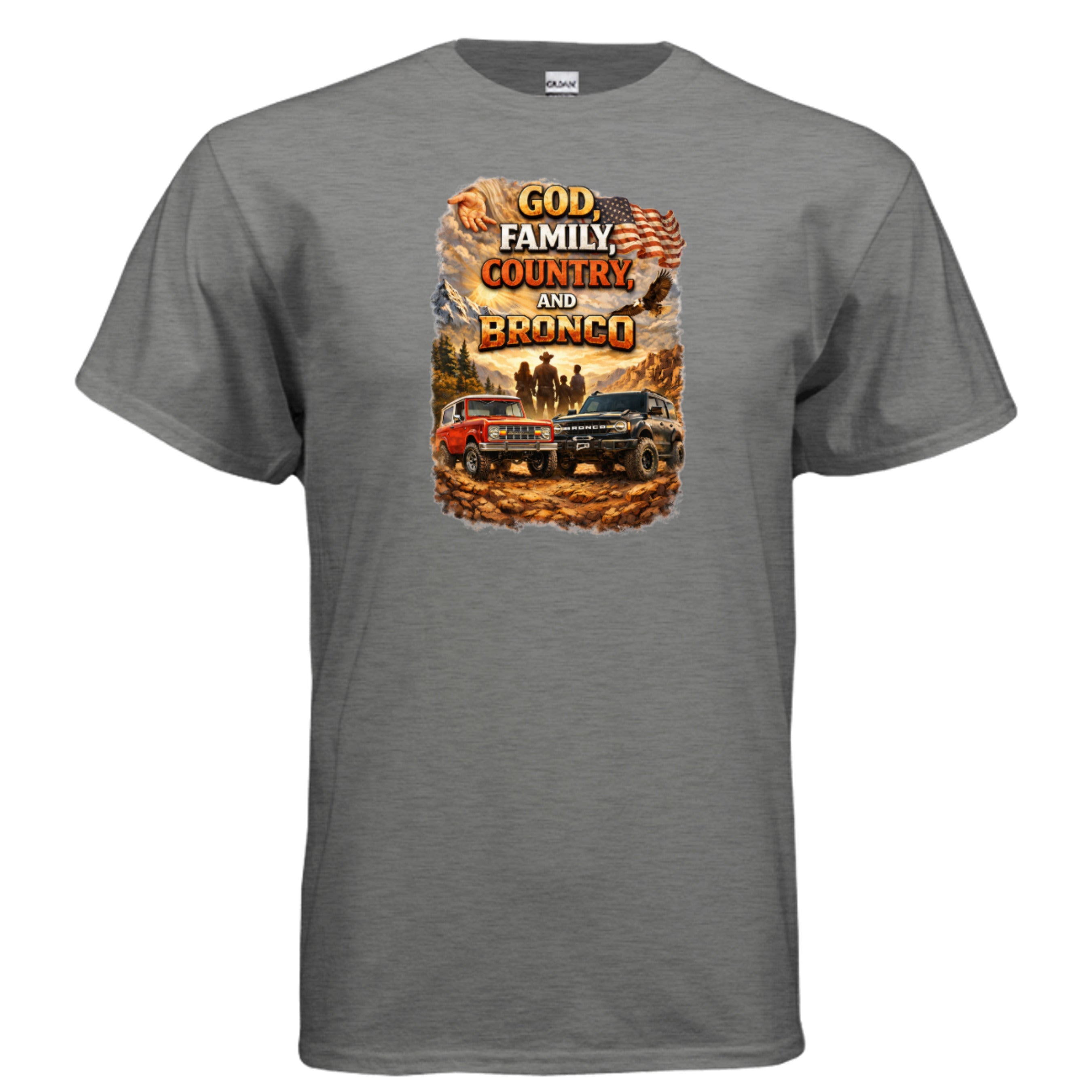 God, Family, Country & Ford Bronco Tee – Bronco Heritage & Adventure Lifestyle Shirt T-Shirt