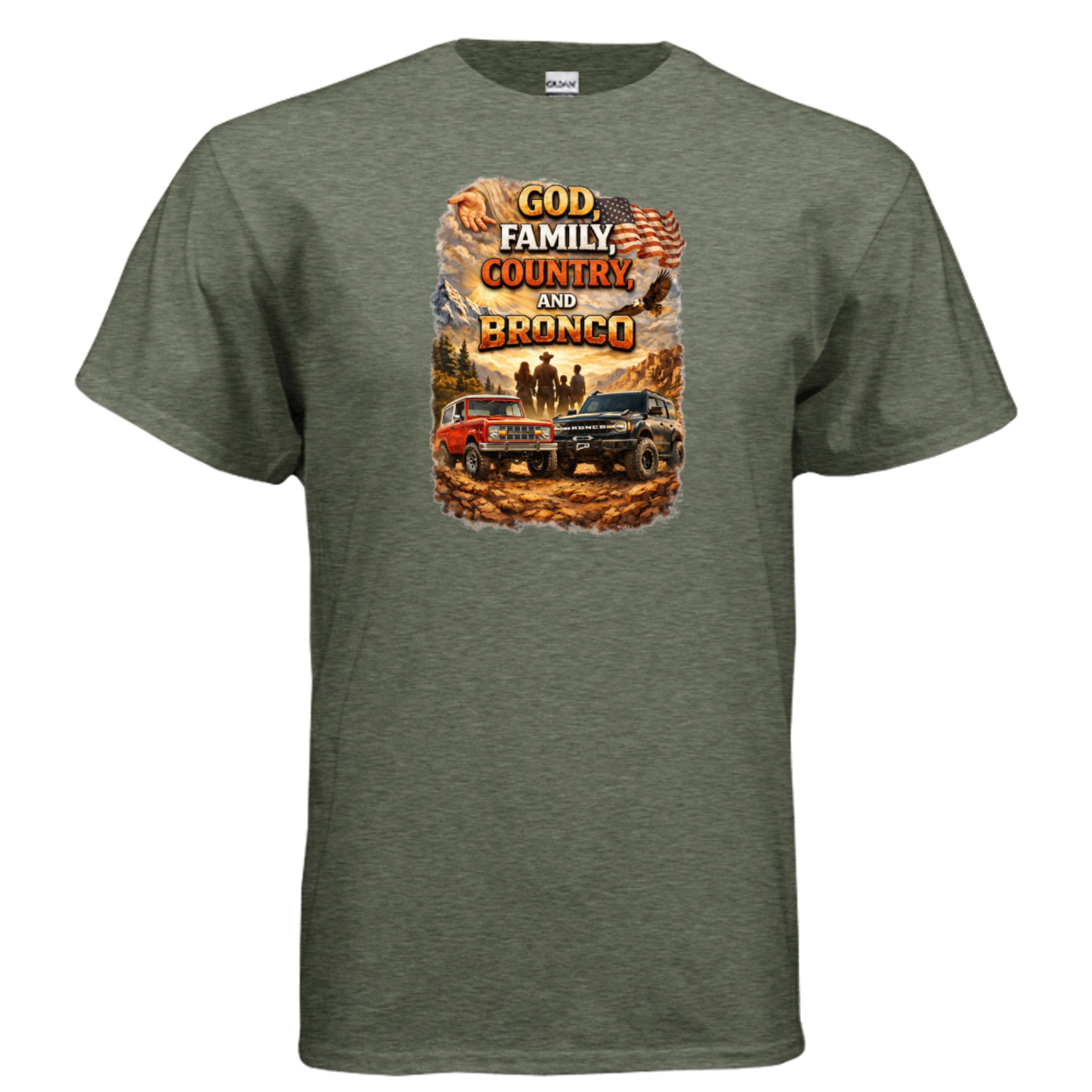 God, Family, Country & Ford Bronco Tee – Bronco Heritage & Adventure Lifestyle Shirt T-Shirt