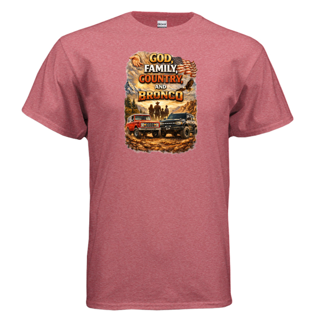 God, Family, Country & Ford Bronco Tee – Bronco Heritage & Adventure Lifestyle Shirt T-Shirt