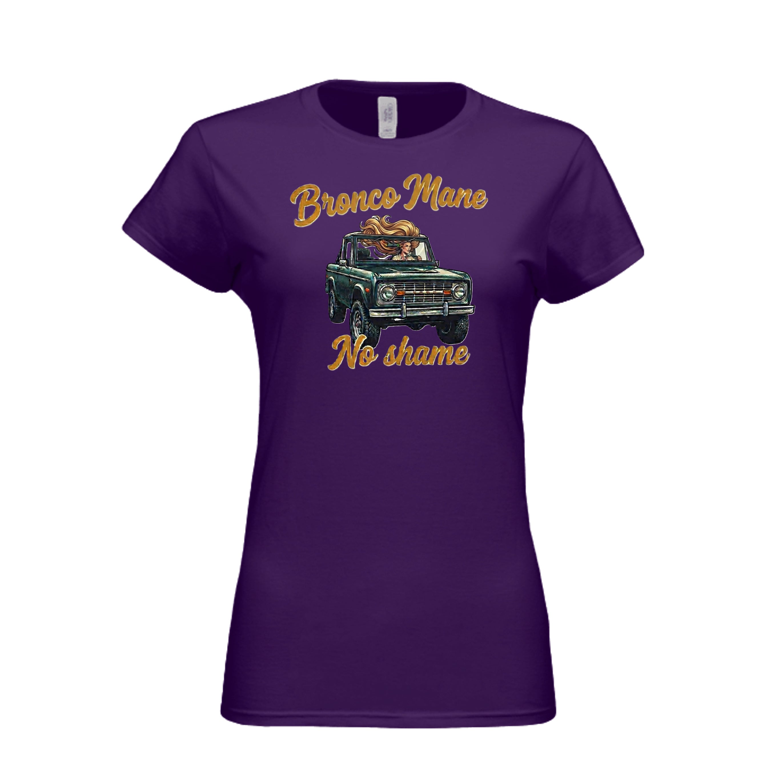 Bronco Mane, No Shame T-Shirt – Funny Ford Bronco Lifestyle Off-Road Tee PURPLE T-Shirt
