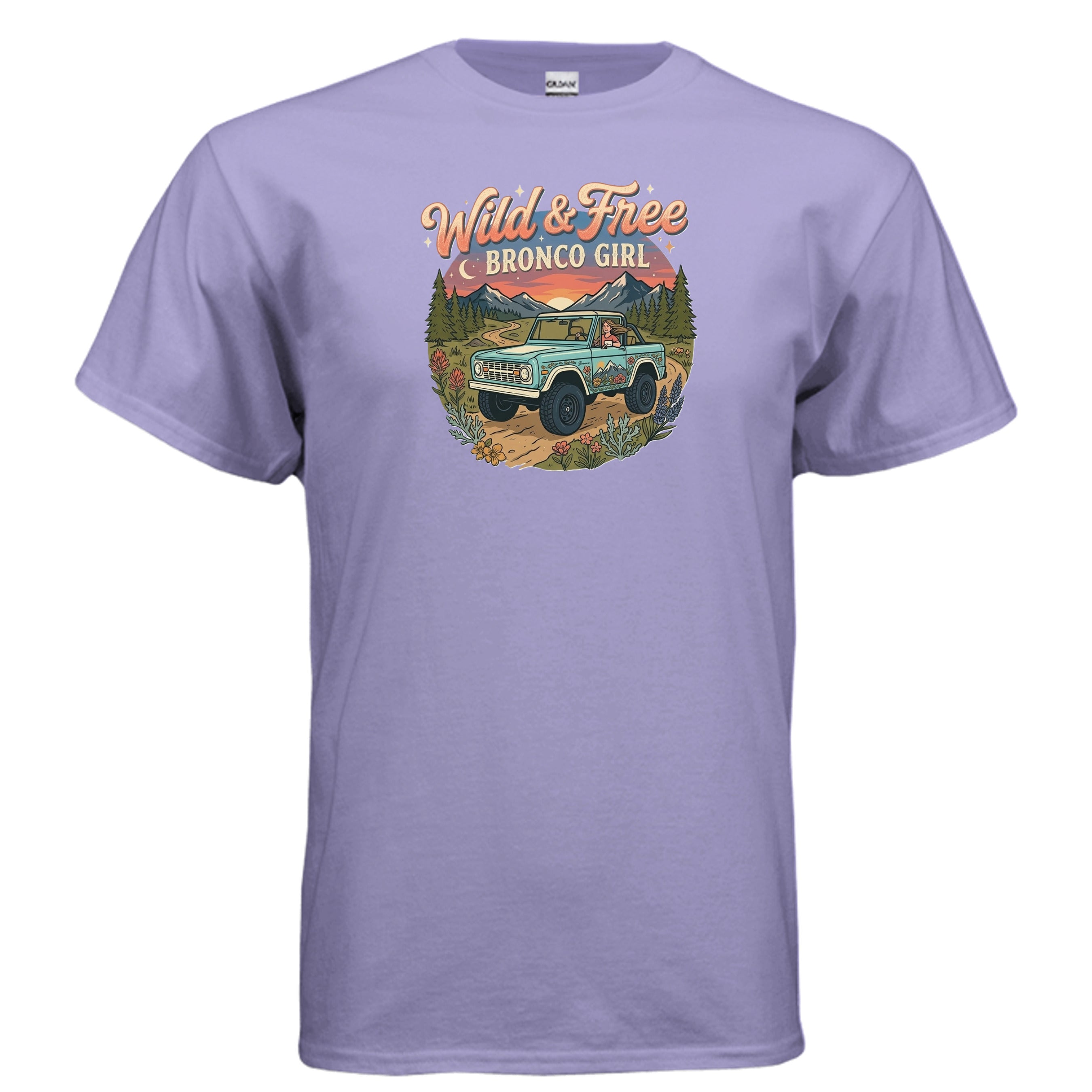 Wild & Free Bronco Girl Tee – Vintage Ford Bronco Women’s Off-Road Adventure Shirt T-Shirt