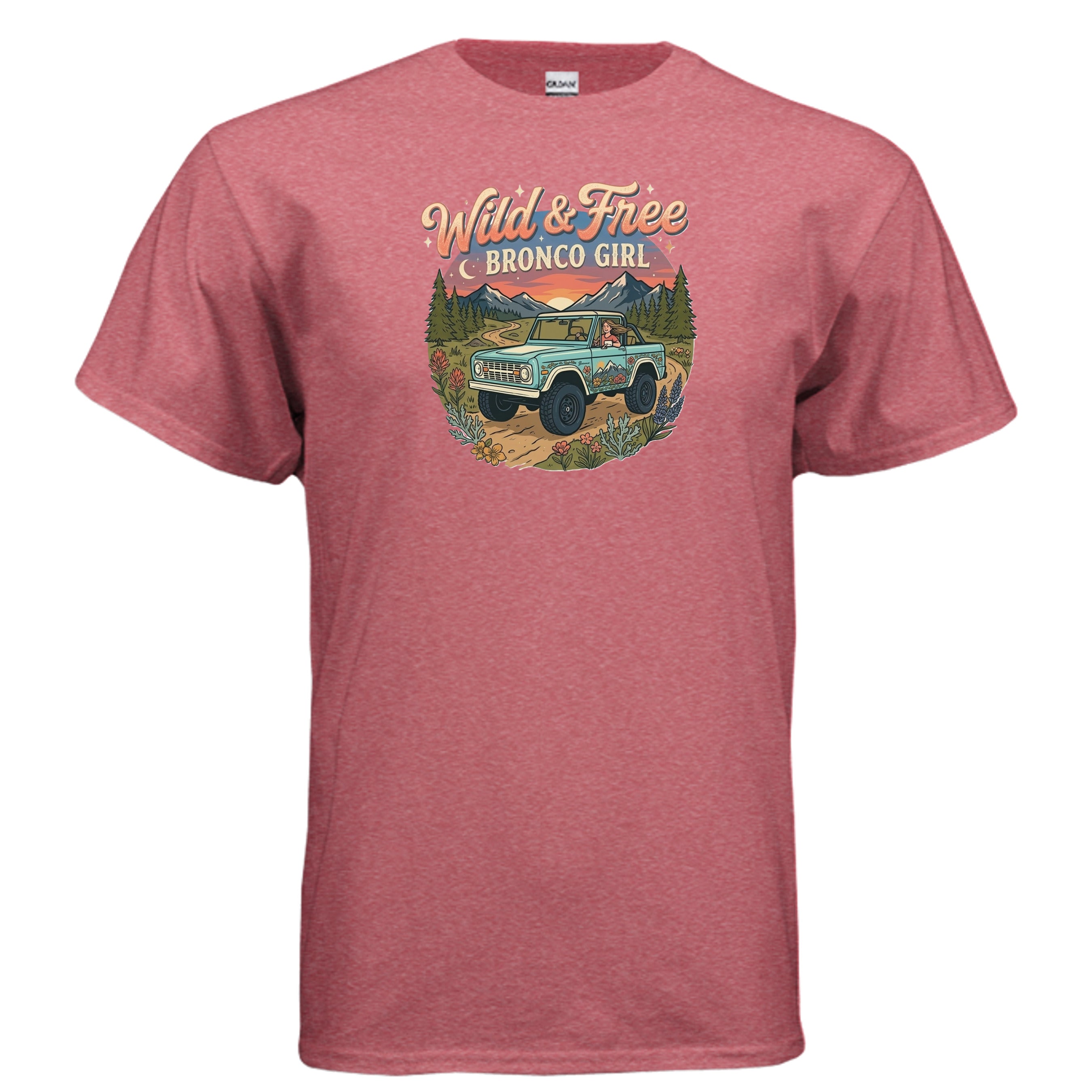 Wild & Free Bronco Girl Tee – Vintage Ford Bronco Women’s Off-Road Adventure Shirt T-Shirt