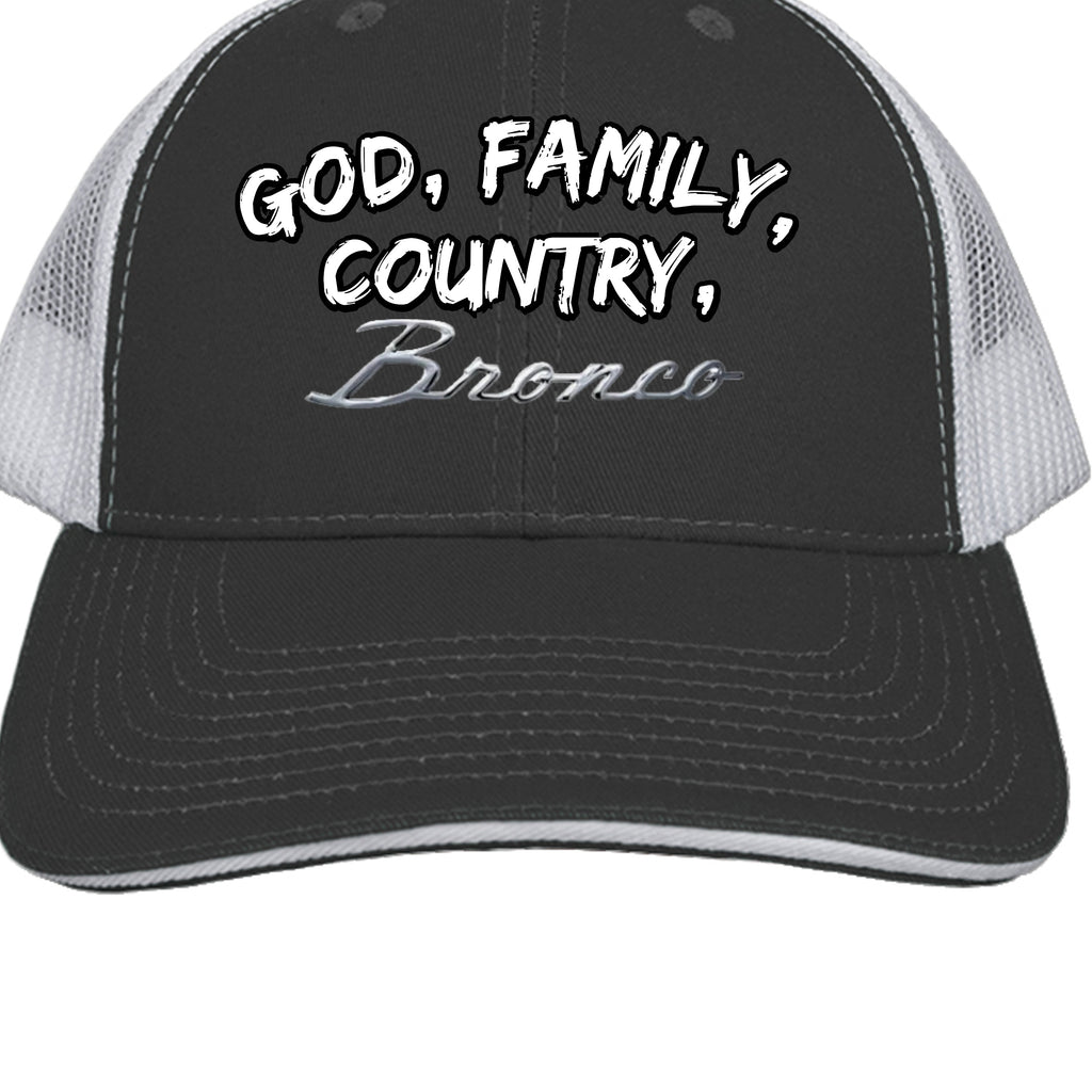 God. Family. Country. Bronco. Trucker Hat – Built Wild, Built With Values Hats