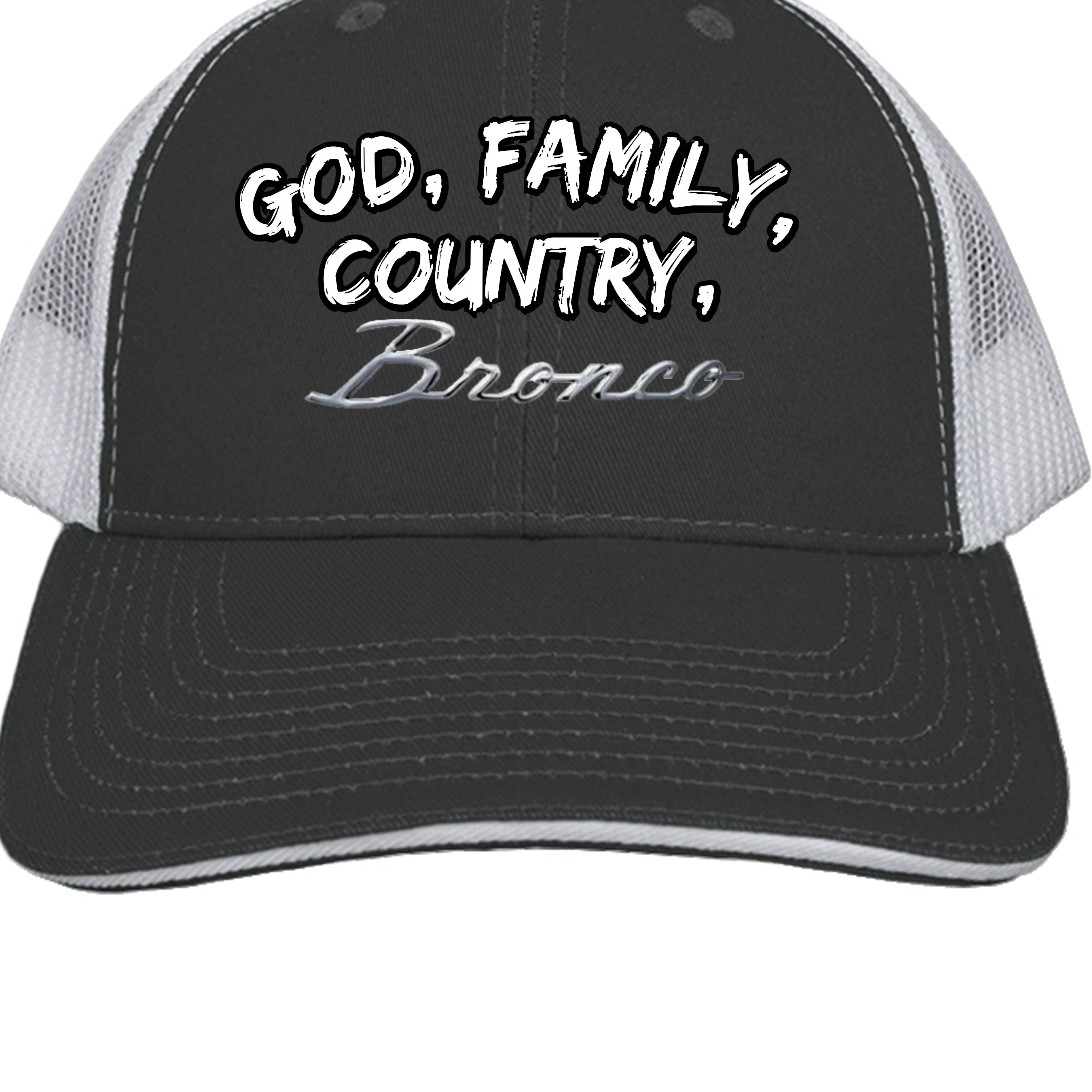 God. Family. Country. Bronco. Trucker Hat – Built Wild, Built With Values Hats