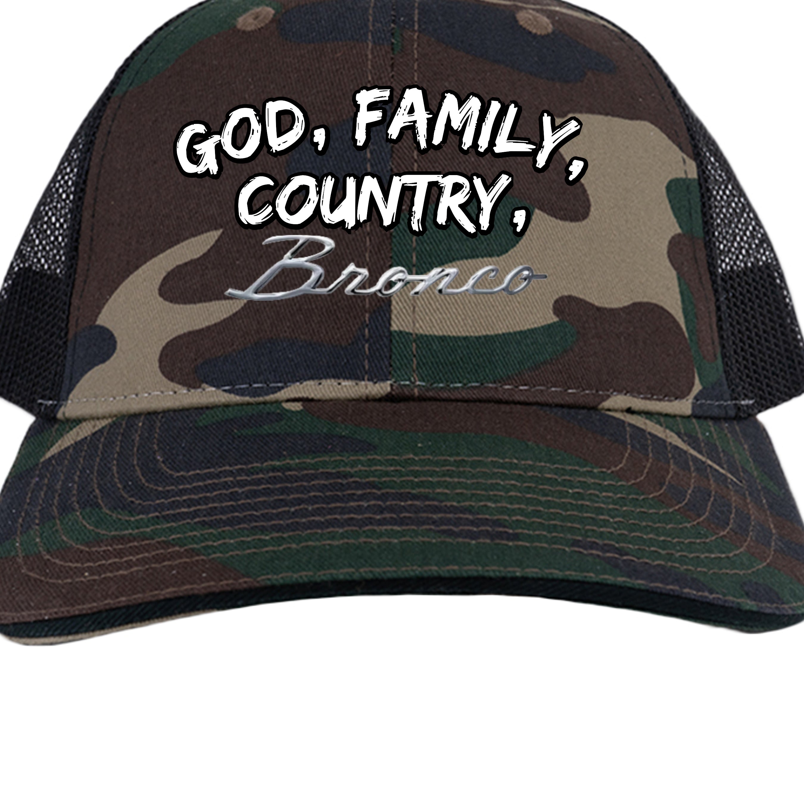 God. Family. Country. Bronco. Trucker Hat – Built Wild, Built With Values Hats