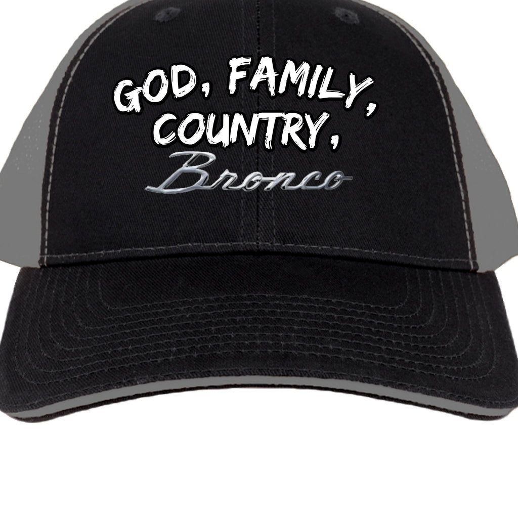 God. Family. Country. Bronco. Trucker Hat – Built Wild, Built With Values Hats