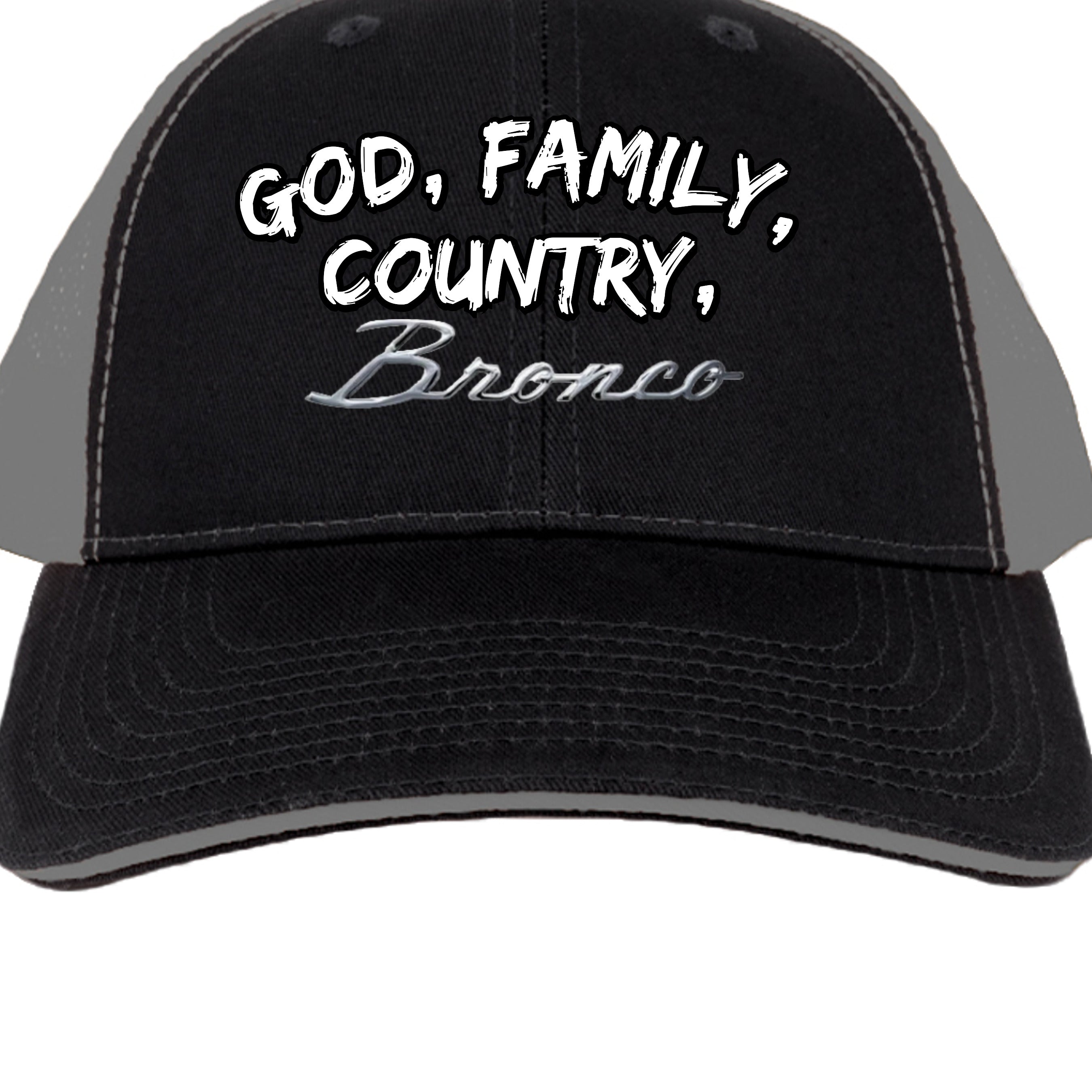 God. Family. Country. Bronco. Trucker Hat – Built Wild, Built With Values Hats