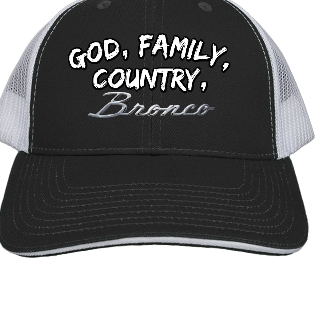God. Family. Country. Bronco. Trucker Hat – Built Wild, Built With Values Hats