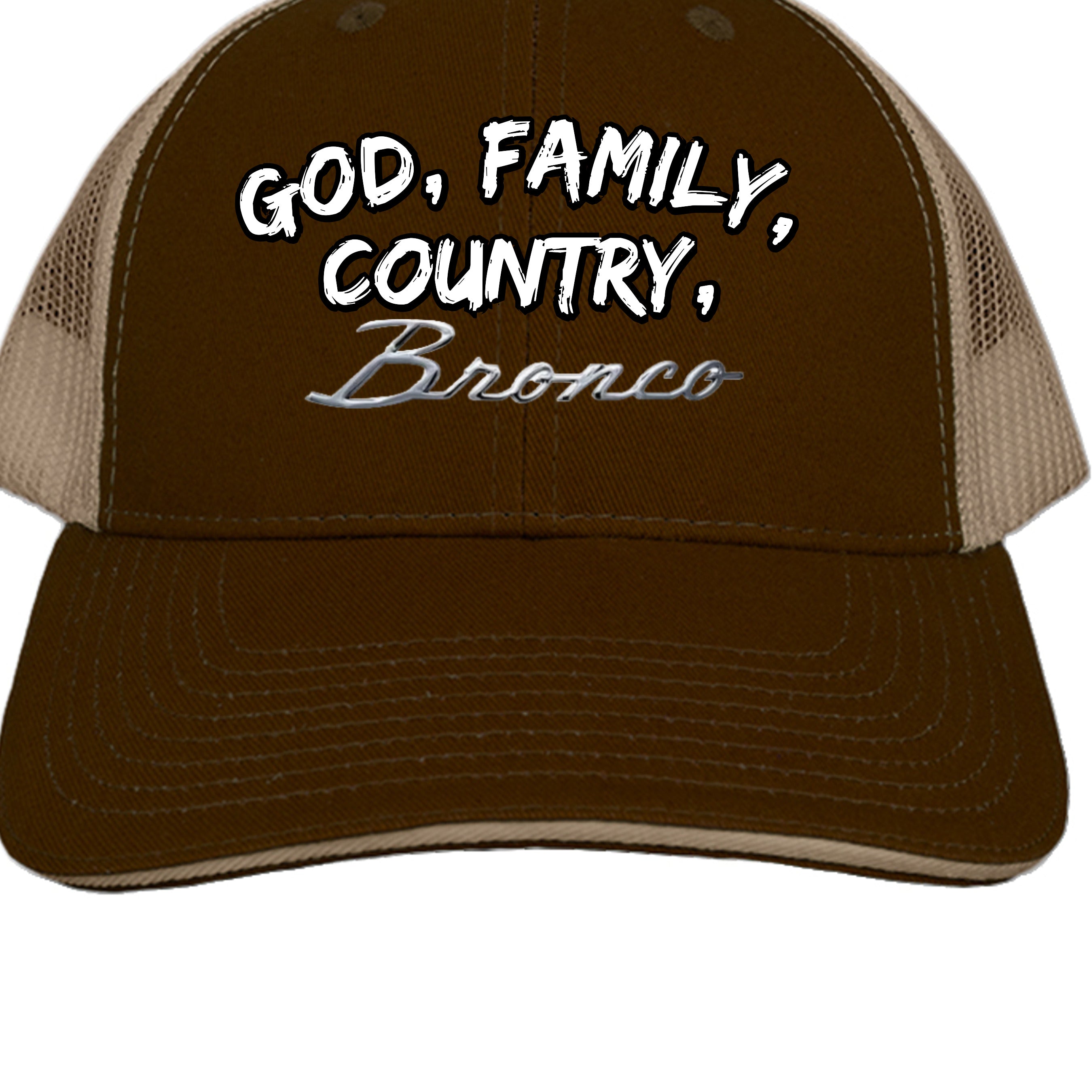 God. Family. Country. Bronco. Trucker Hat – Built Wild, Built With Values Hats