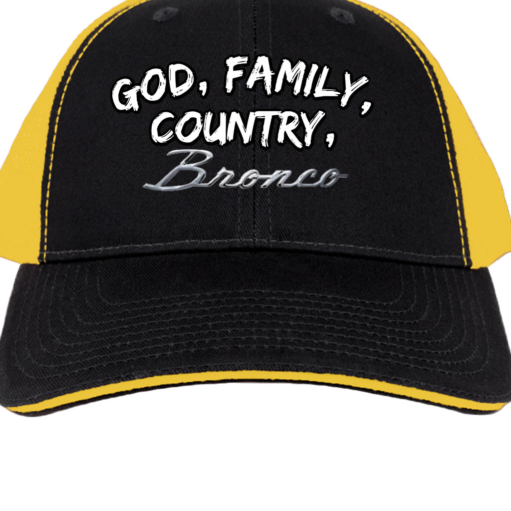 God. Family. Country. Bronco. Trucker Hat – Built Wild, Built With Values Hats