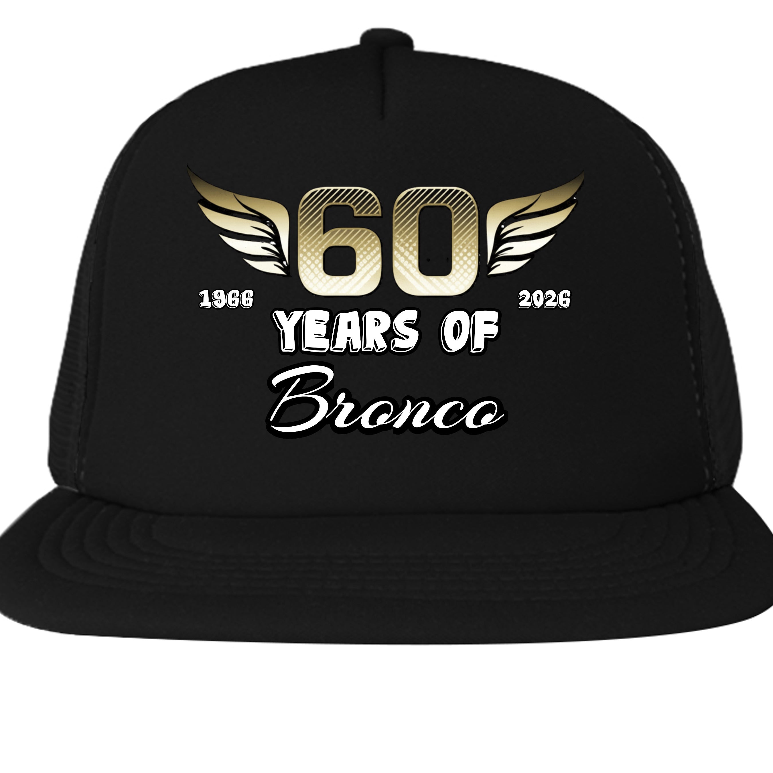 Ford Bronco 60 Years Trucker Hat | 1966–2026 Bronco Anniversary Cap | Vintage Off-Road Snapback Black ONE SIZE Hats