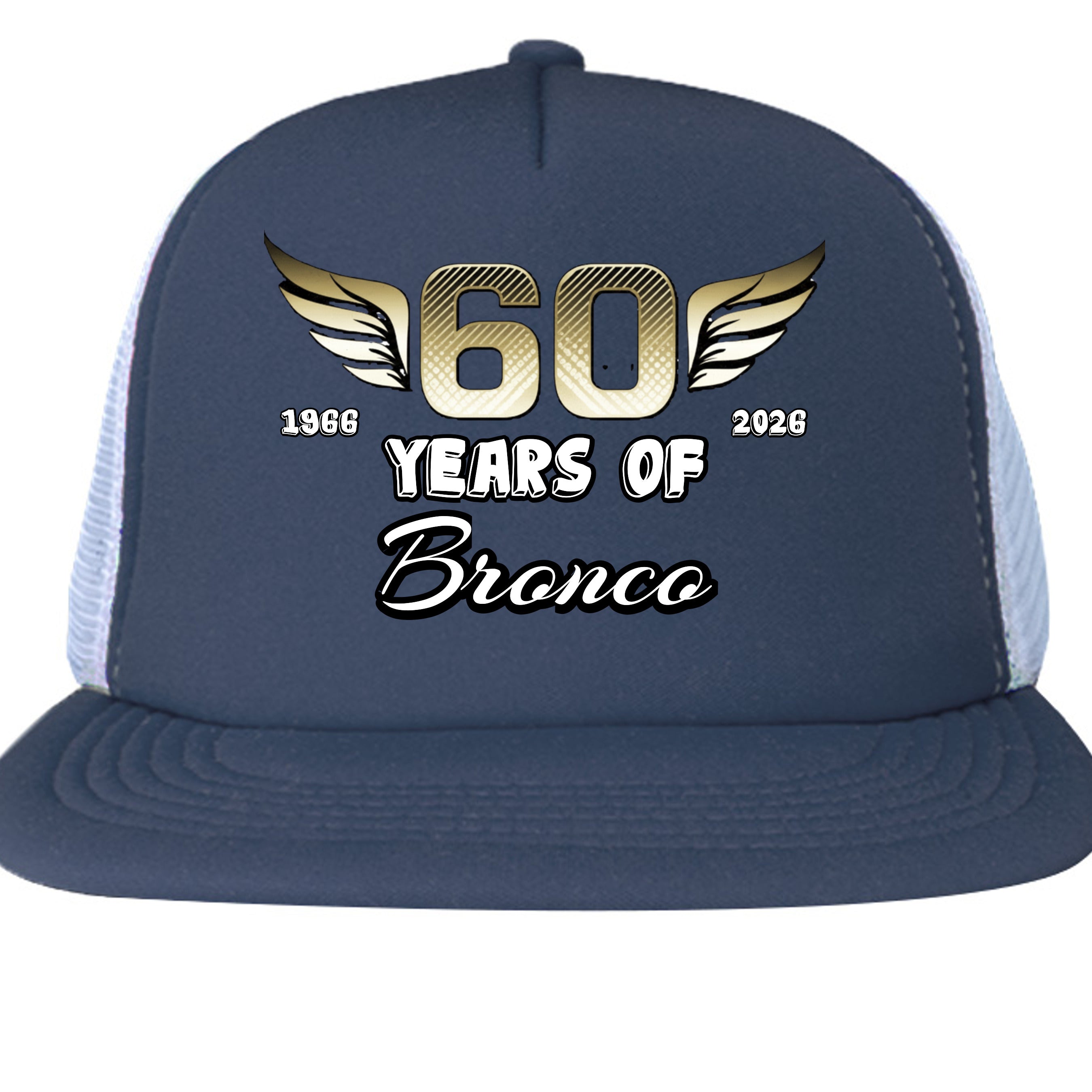 Ford Bronco 60 Years Trucker Hat | 1966–2026 Bronco Anniversary Cap | Vintage Off-Road Snapback New Navy ONE SIZE Hats