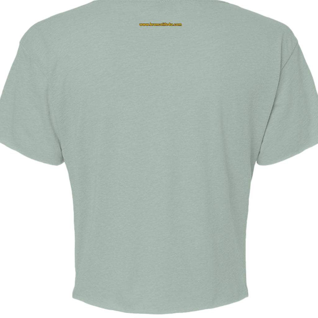 Blue Oval Bronco Women’s Crop Top | Est 1966 Bucking Horse Tee | Vintage Off-Road Style T-Shirt