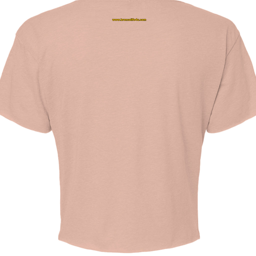 Blue Oval Bronco Women’s Crop Top | Est 1966 Bucking Horse Tee | Vintage Off-Road Style T-Shirt