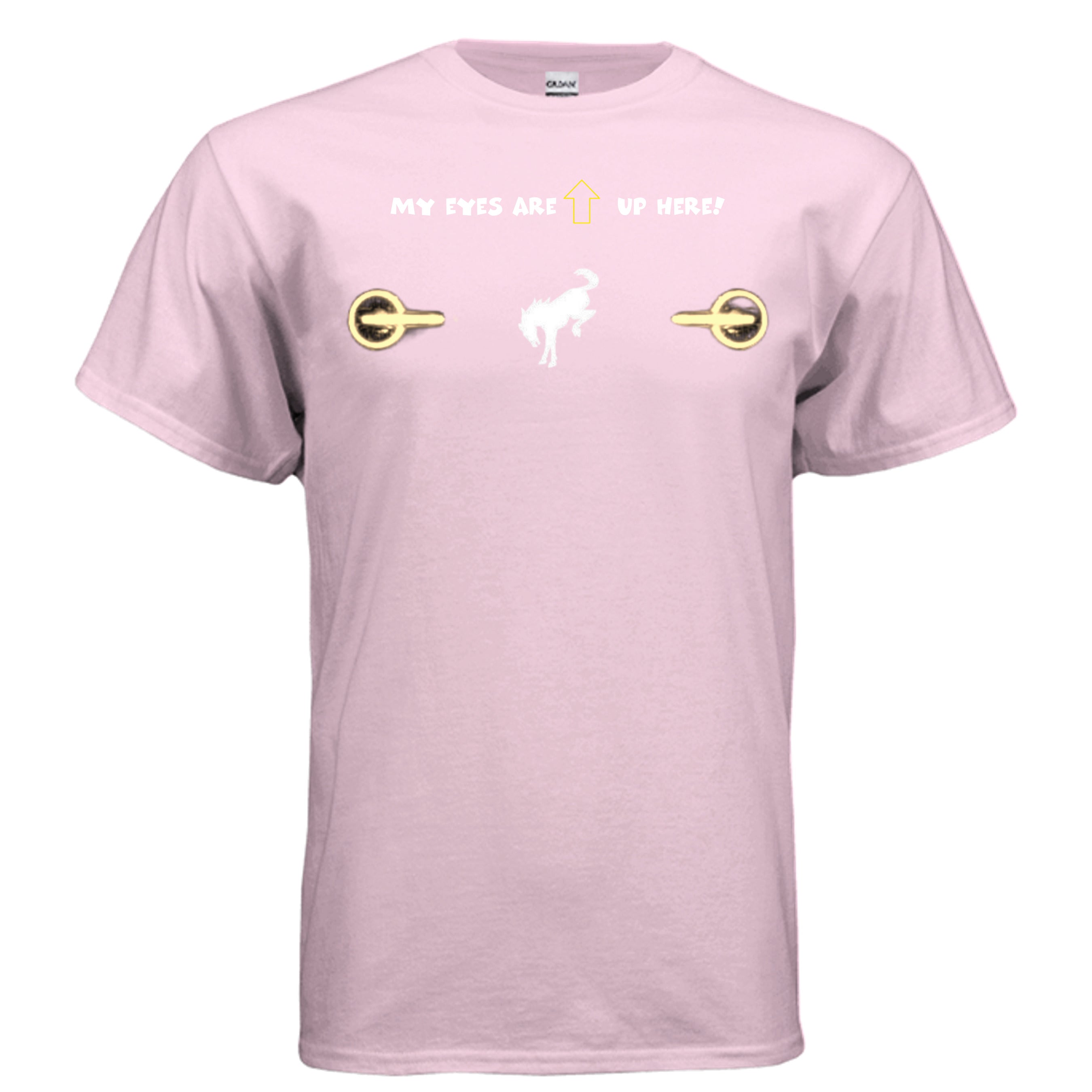 “My Eyes Are Up Here” Bronco Yellow Headlights Tee — The Ultimate Bronco Life Icebreaker T-Shirt